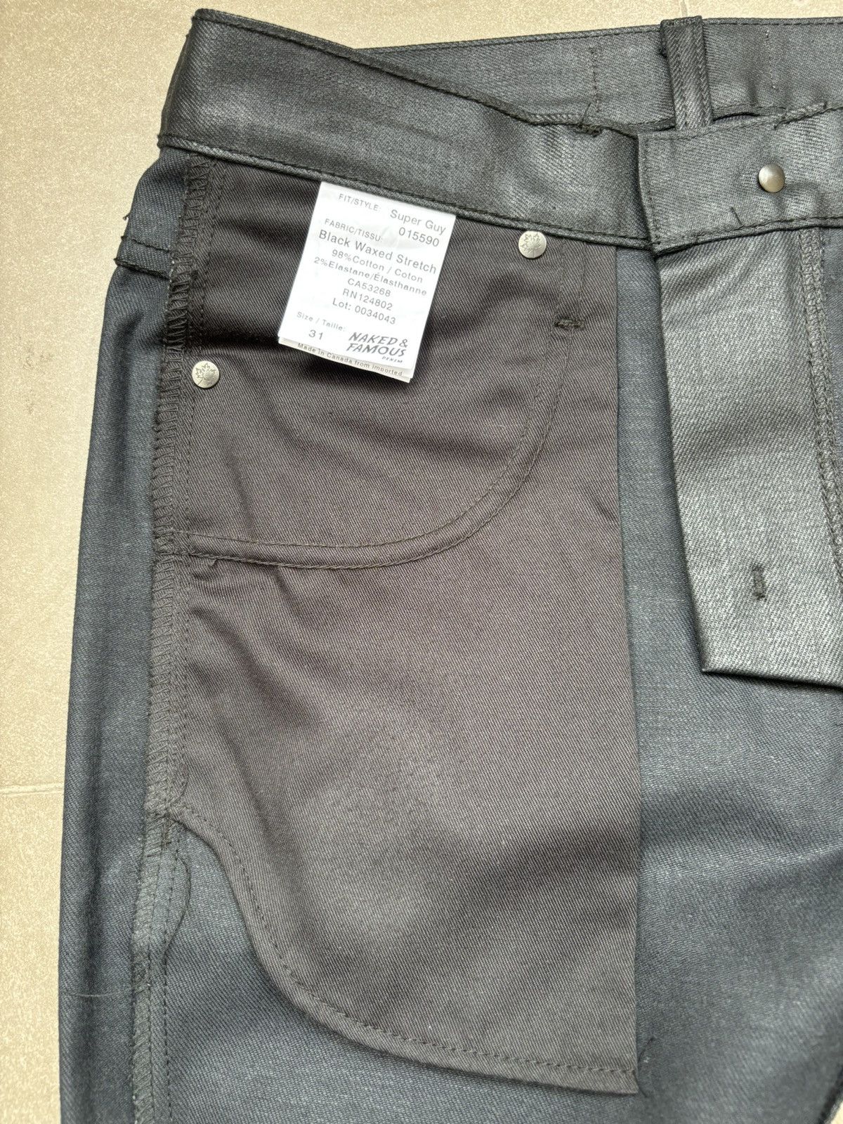 Naked & Famous Naked & Famous Denim - Black Waxed Jeans Size US 31 - 18 Thumbnail