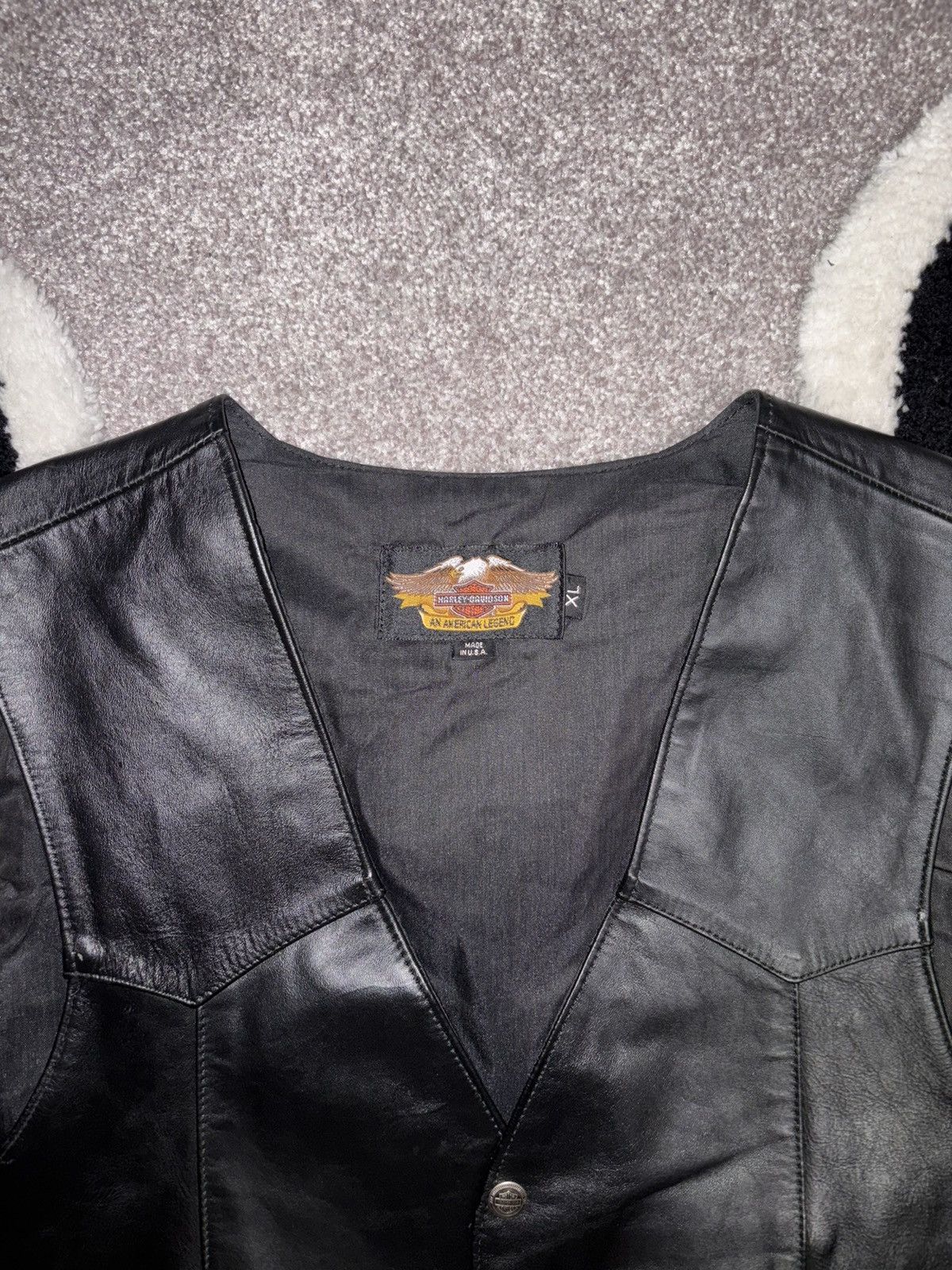 Harley Davidson Harley Davidson Vintage Black Leather Vest Size US XL / EU 56 / 4 - 3 Thumbnail