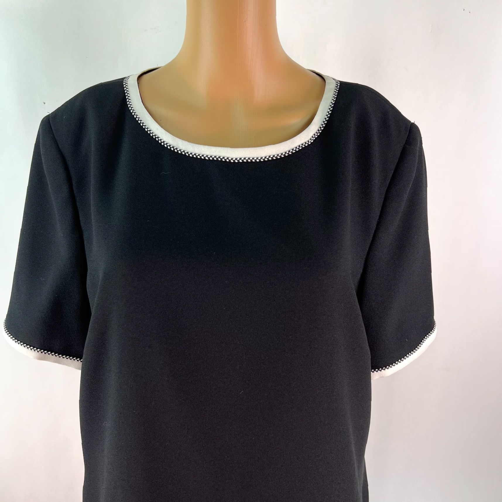 Kasper VINTAGE Kasper A.S.L. Womens Sheath Dress Size 16 Short Sleeves Round Neck Black Womens Size 38" / US 16 / IT 52 - 2 Thumbnail