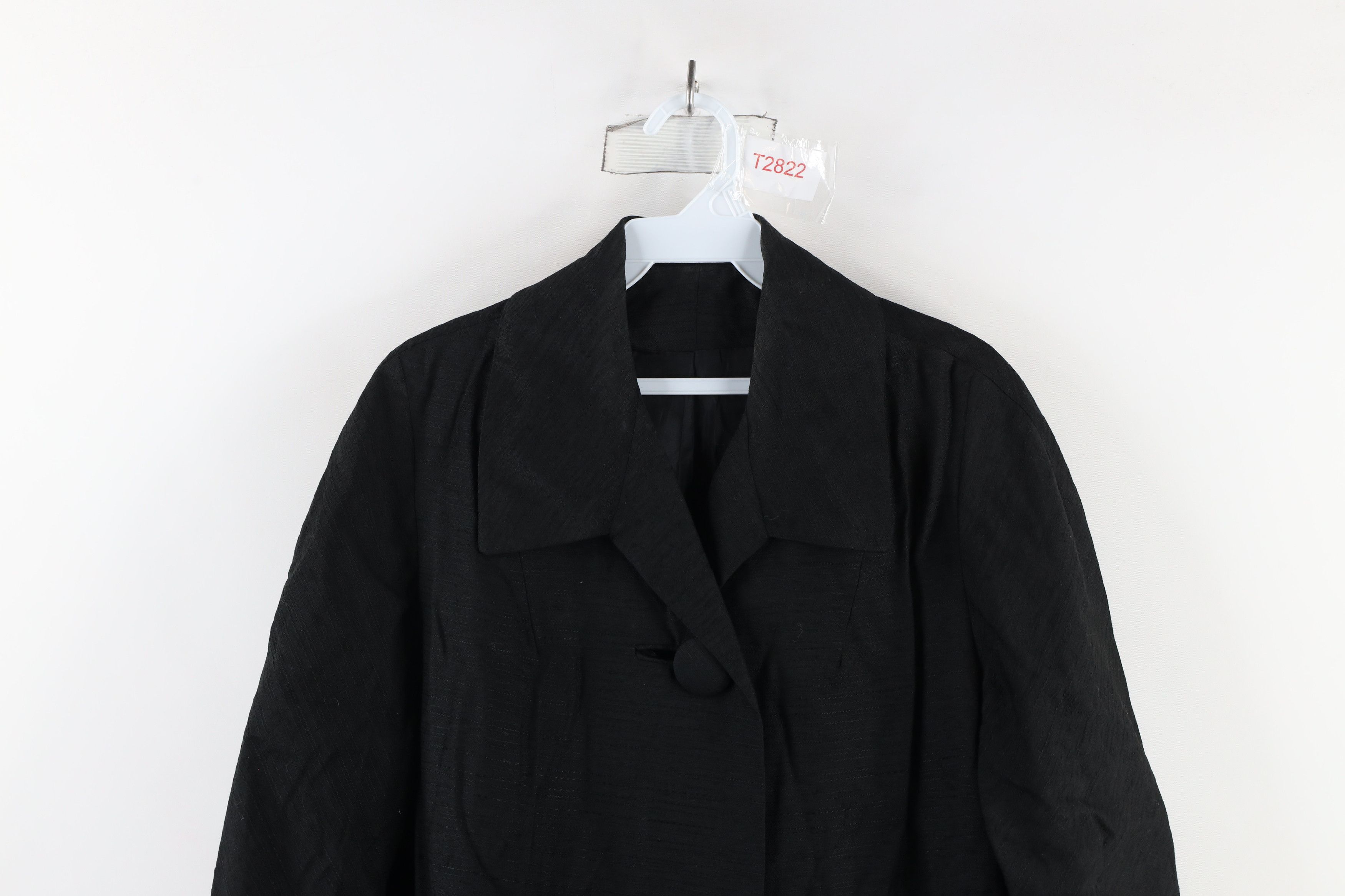 Vintage Vintage 50s 60s Rockabilly Rayon Big Button Trench Coat USA Size L / US 10 / IT 46 - 2 Thumbnail