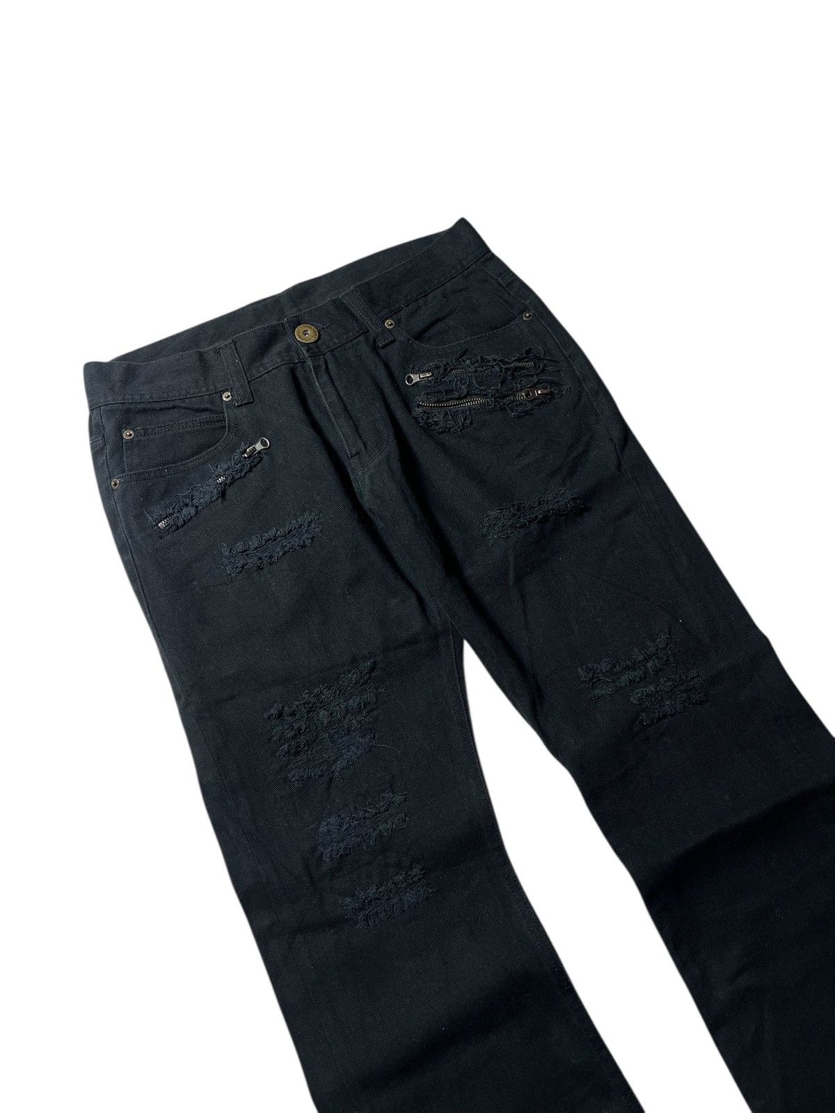 Japanese Brand Crazy Distresed Buckleback Gothic Lgb Style Flare Pants Size US 30 / EU 46 - 3 Thumbnail