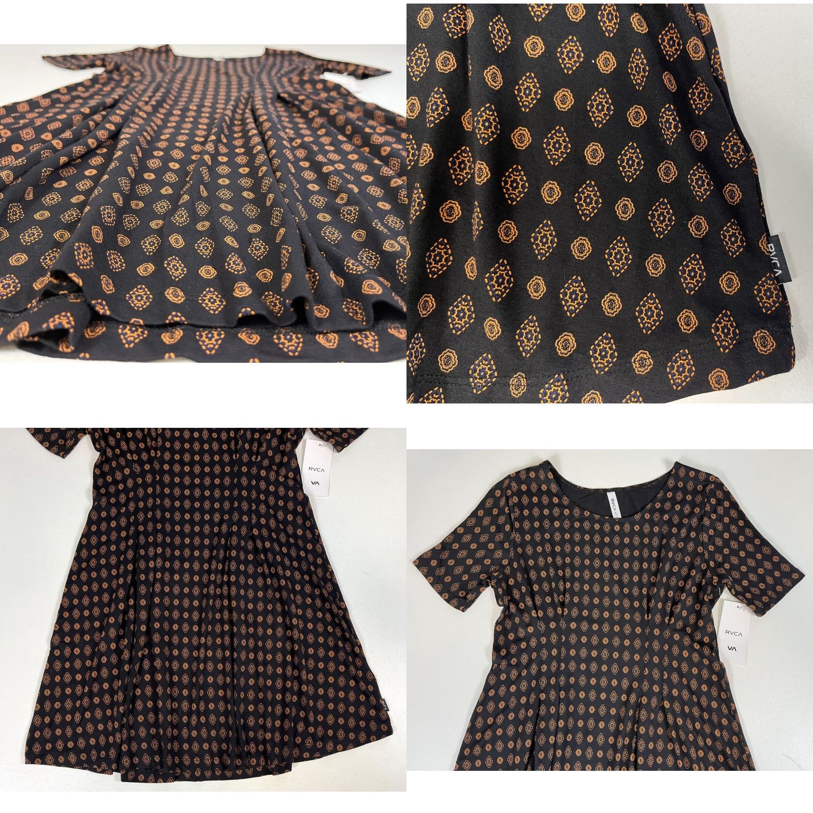RVCA NWT RVCA Sylas Dress Short Short Sleeve Foulard Print Black Sz S Women’s A-Line Dress Size 28" / US 6 / IT 42 - 8 Thumbnail