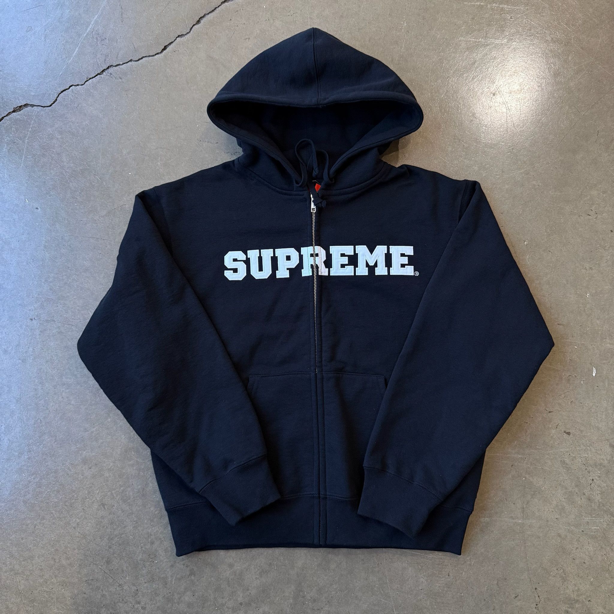 Supreme SS25 Supreme Leather Appliqué Zip Up Hooded Sweatshirt