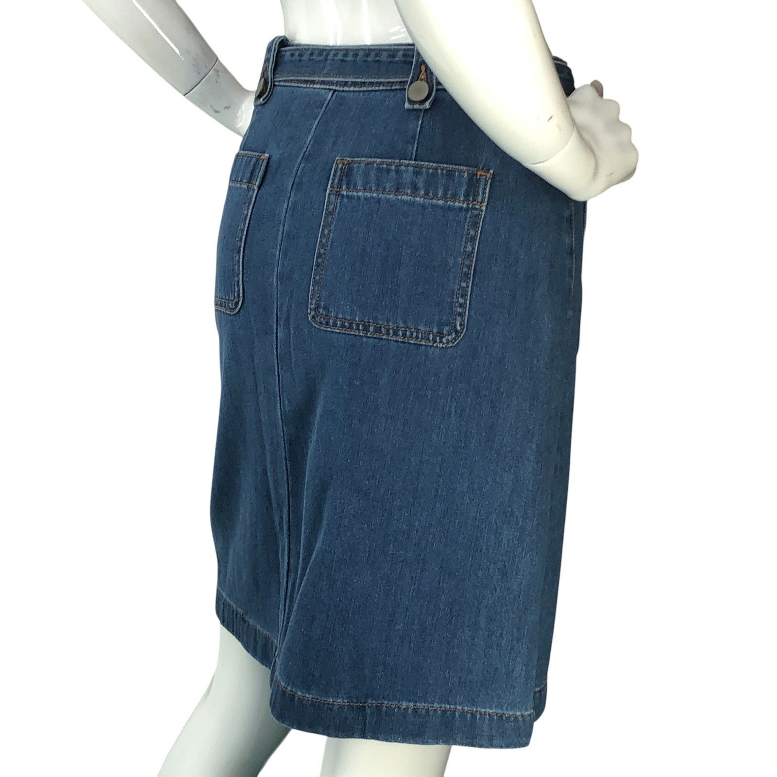 Loft Loft Petite Sz 2P Skirt Denim Jean Patch Pocket Button Front Size 28" / US 6 / IT 42 - 8 Thumbnail