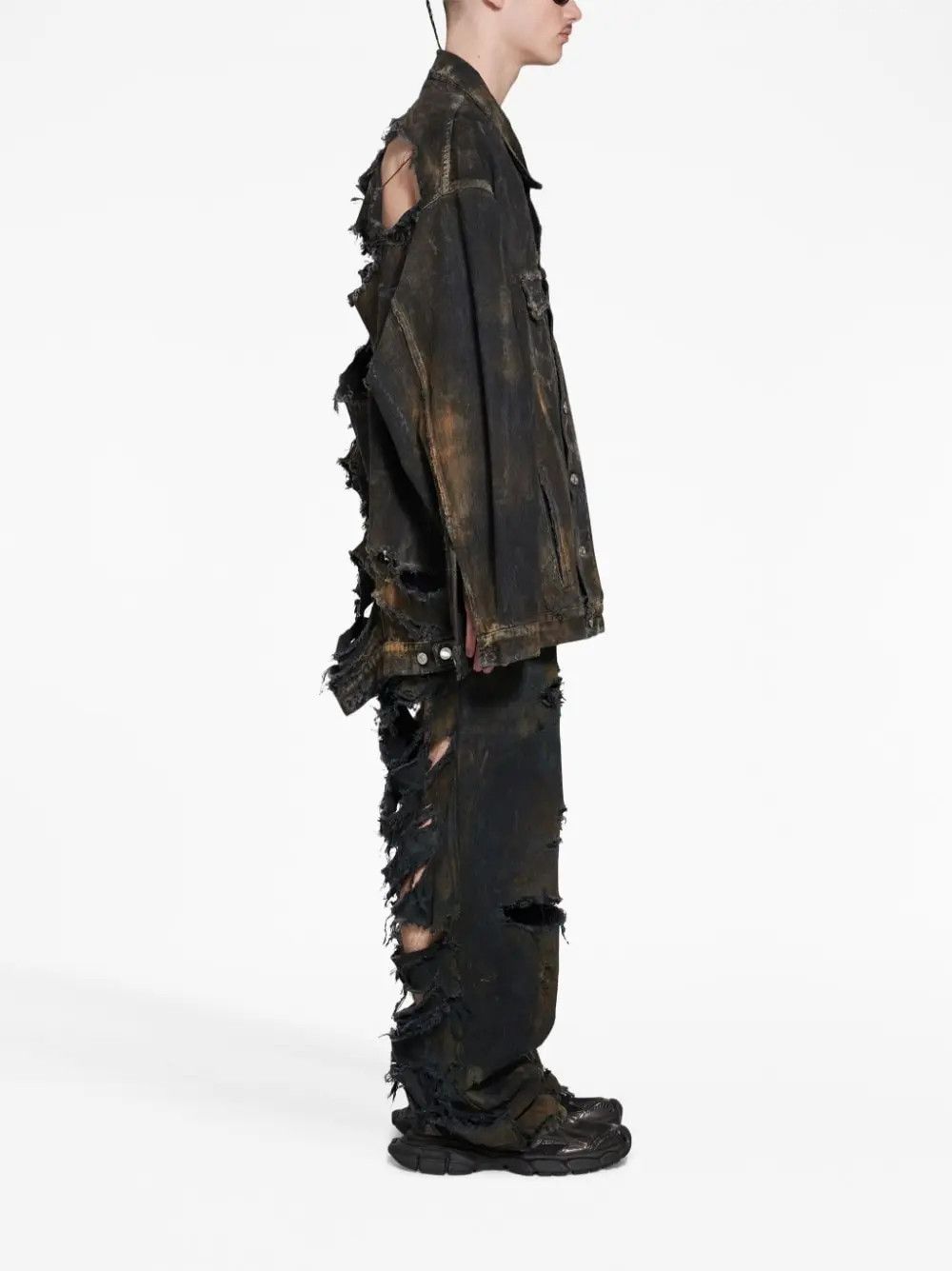 Balenciaga o1tr1nto0725 Oversized Jacket in Black/Brown Size US L / EU 52-54 / 3 - 3 Thumbnail