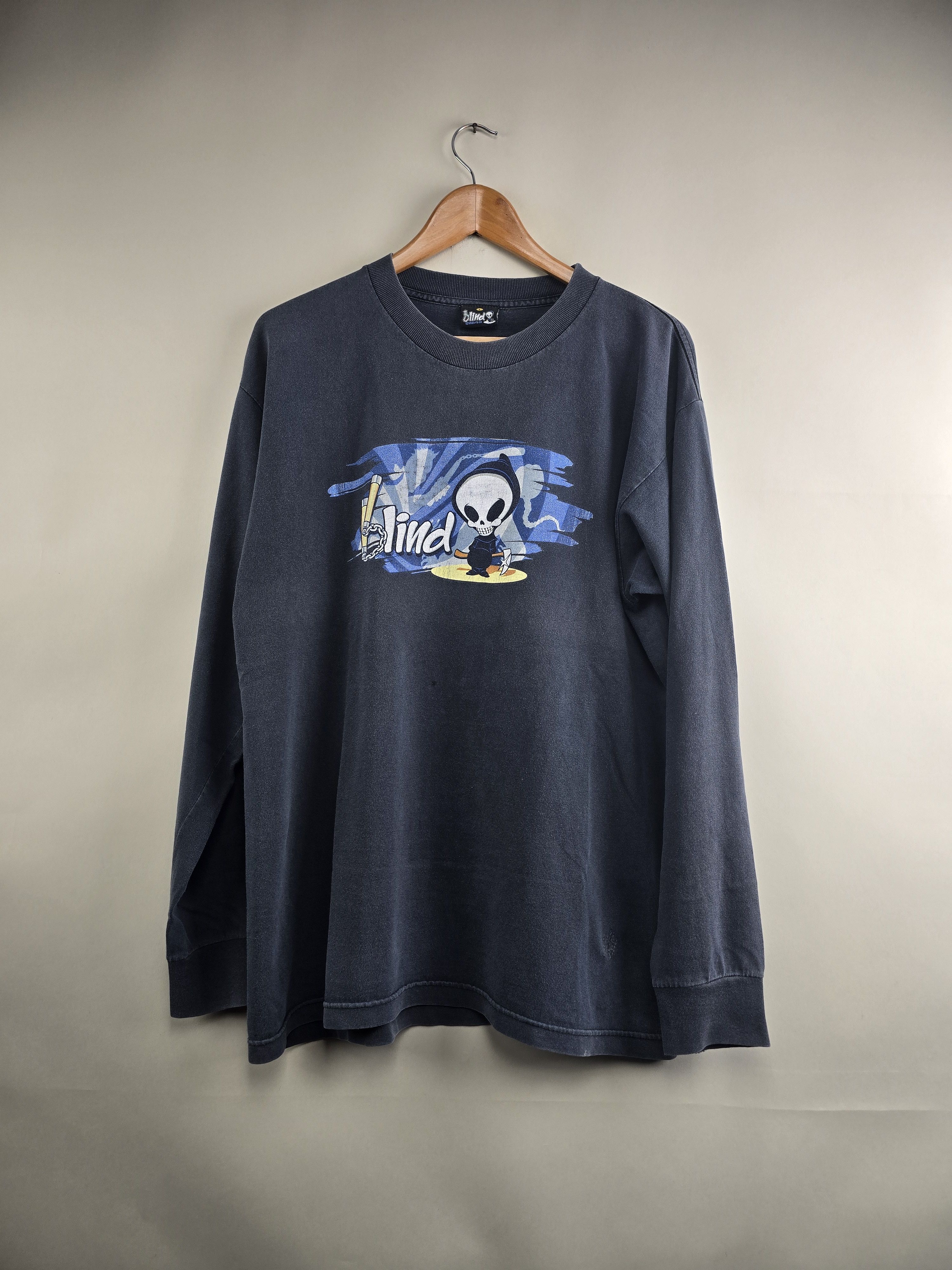 Blind Skateboards × Hook-Ups × Vintage 90s Blind Skateboards Reaper Long-sleeved L 22" 29" Size US L / EU 52-54 / 3 - 8 Thumbnail
