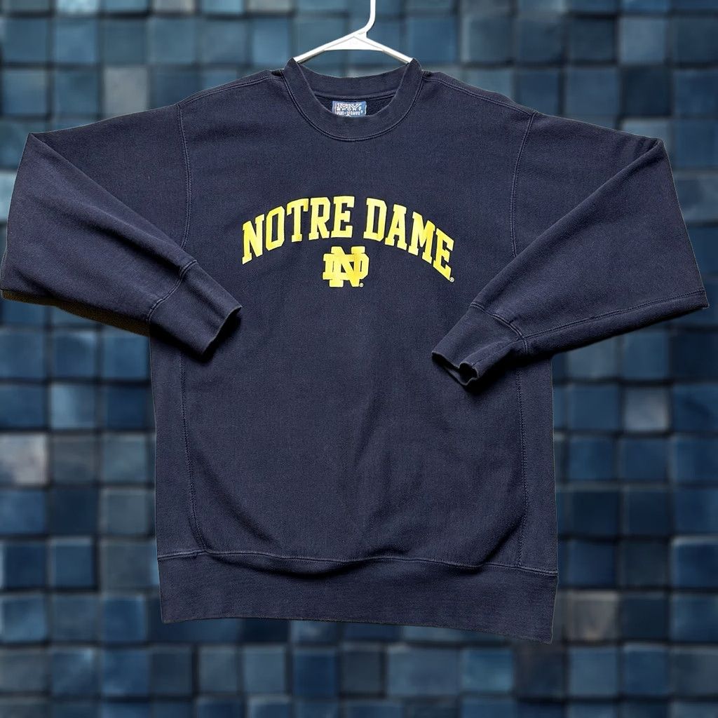 Vintage VINTAGE MV Sport Notre Dame Sweatshirt Mens Medium Blue Pro-Weave Crew Neck GUC Size US M / EU 48-50 / 2 - 1 Thumbnail