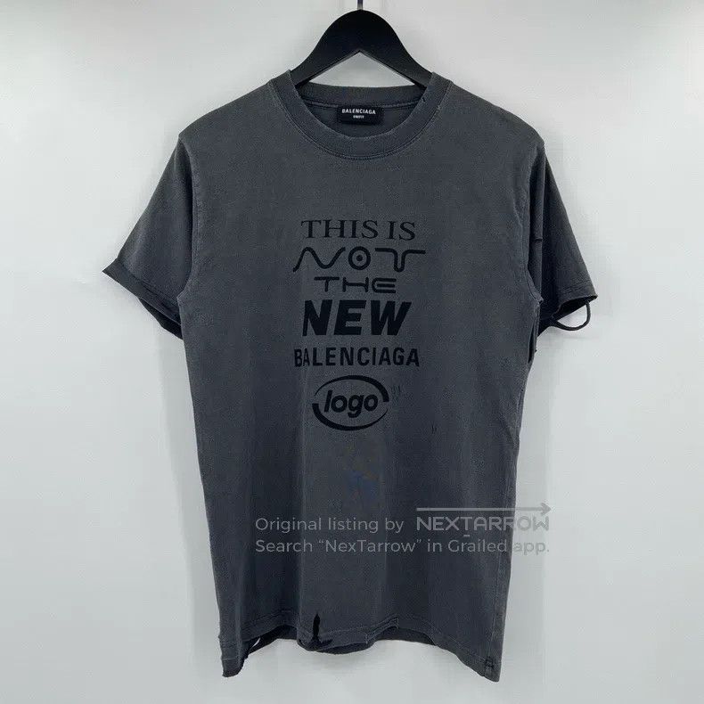 Balenciaga Balenciaga Washed Grey Destroyed Logo Short Sleeve Size US S / EU 44-46 / 1 - 1 Thumbnail