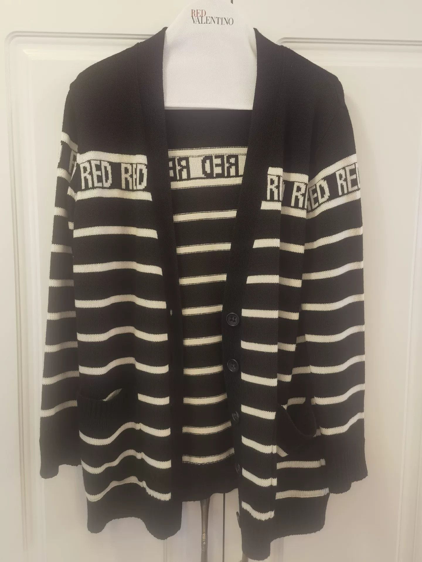 Valentino Red Valentino Black White Cardigan Size US XXS / EU 40 - 1 Thumbnail