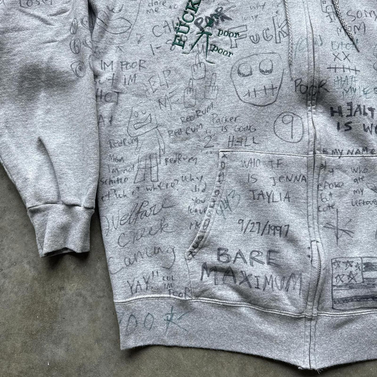 Packer Shoes Poor Parker Hoodie Jacket With Hand Written Graffiti Design Size US XL / EU 56 / 4 - 2 Thumbnail