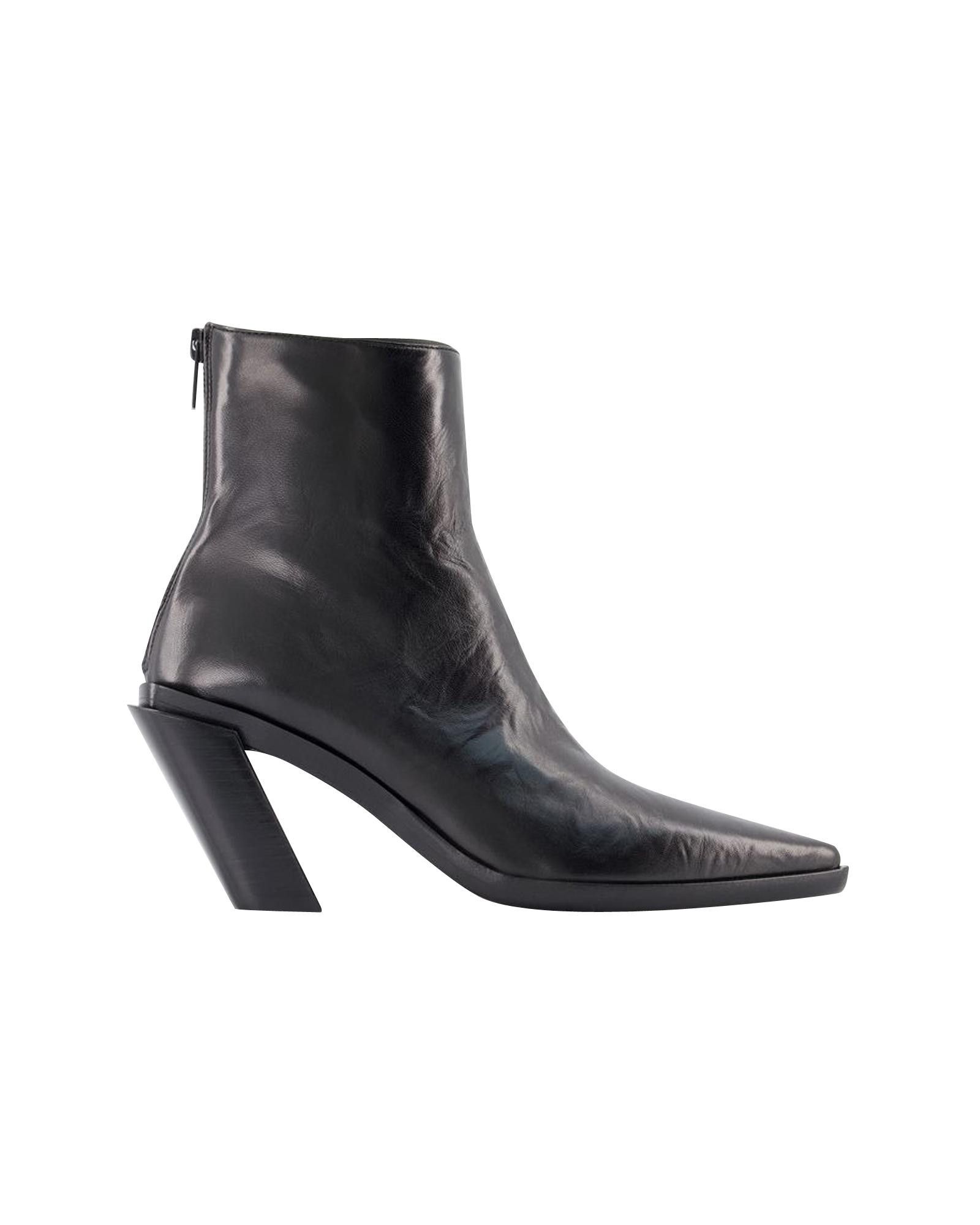 image of Ann Demeulemeester Black Leather Ankle Boots With 6 Cm Heel Shoes, Women's (Size 8)
