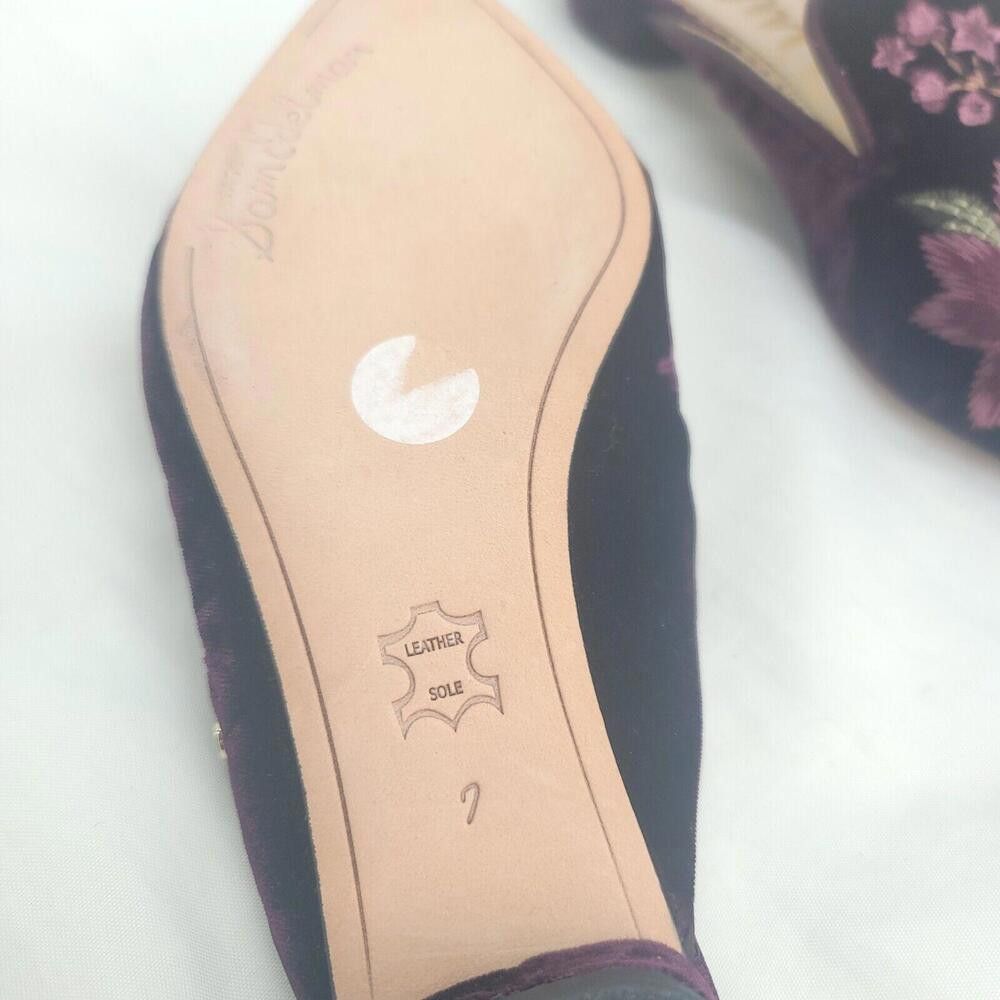 Designer Sam Edelman Black Pink Floral Bordeaux Velvet Size 7 Mules Size US 7 / IT 37 - 10 Thumbnail