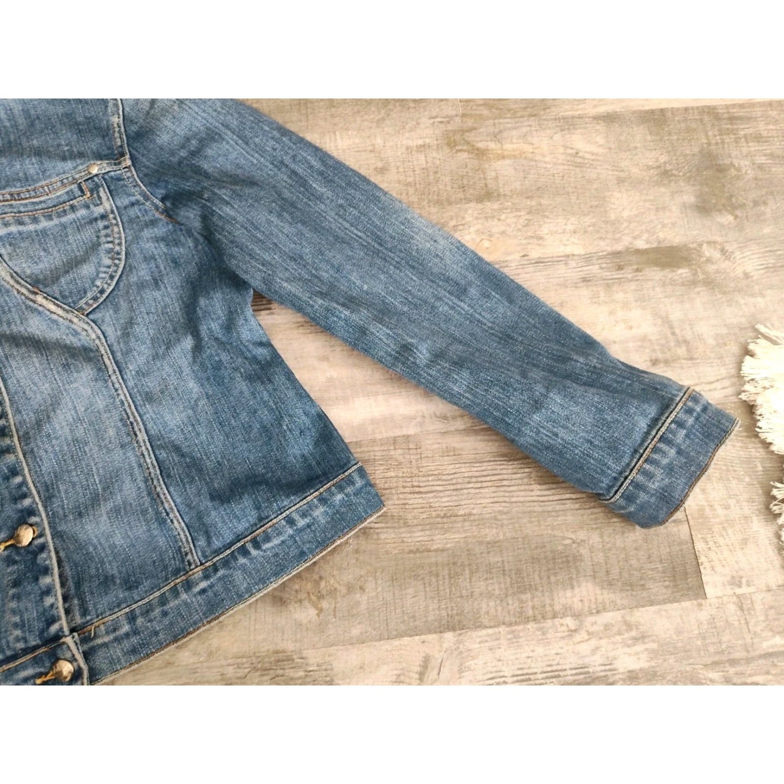 Denime VINTAGE SOHO & JAGGER Denim Jean Jacket Size 42 Women's Blue Mid-Length Biker 80s 90s Size 28" / US 6 / IT 42 - 3 Thumbnail
