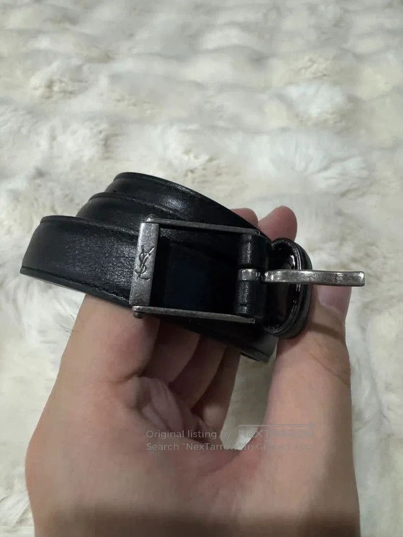 YSL Saint Laurent Logo Black Belt .