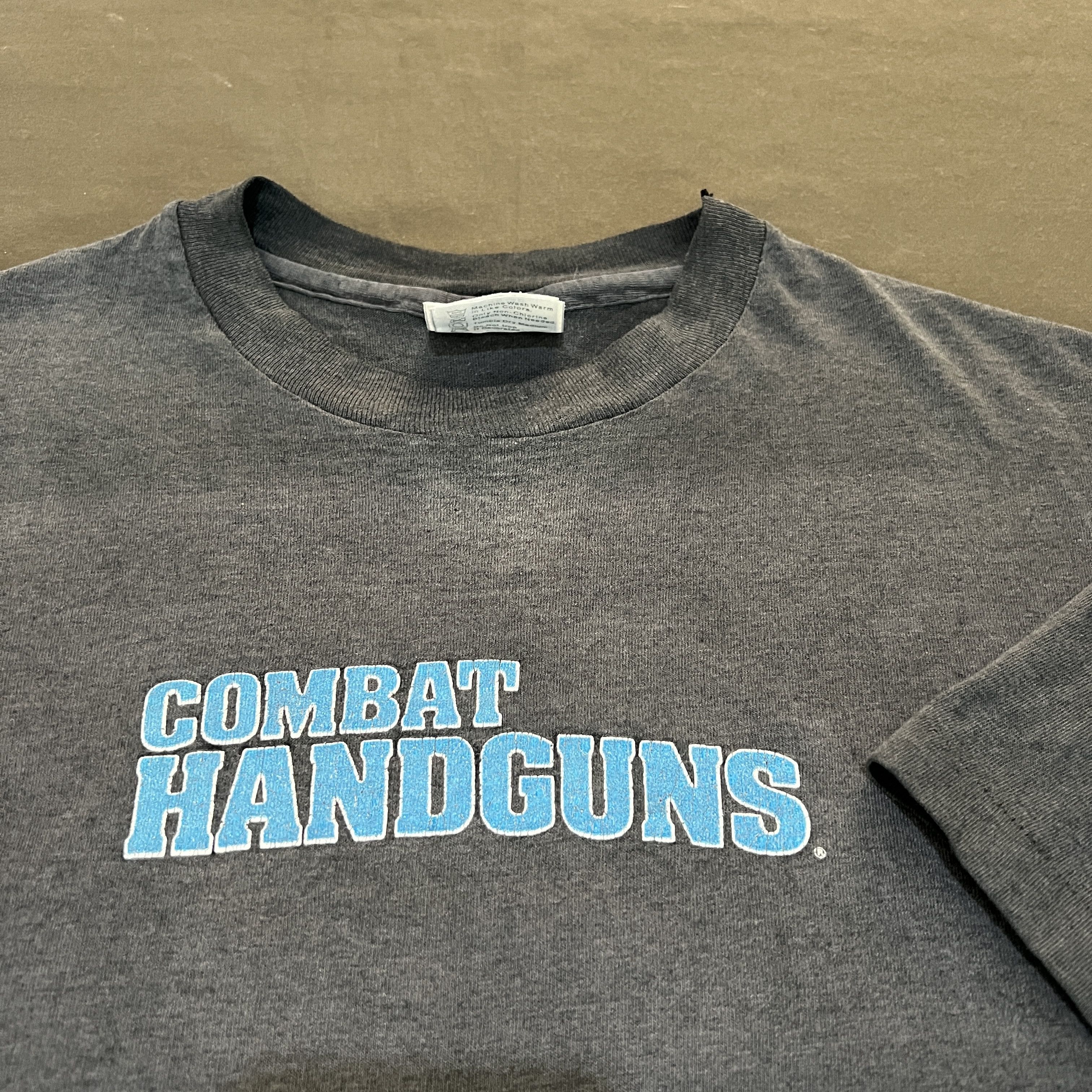 image of Glock House x Vintage Combat Handguns Magazine Promo Tee 911 Gun Faded in Black, Men's (Size XL)