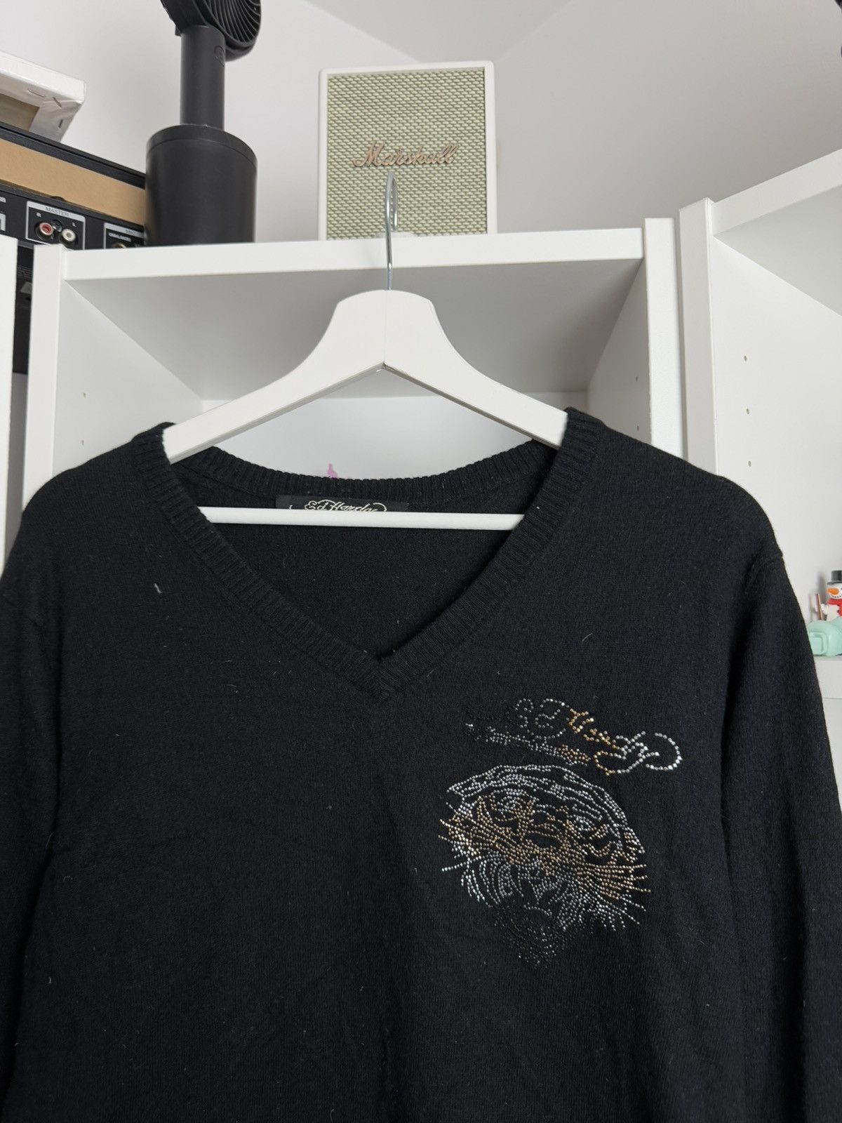 Christian Audigier × Ed Hardy × Vintage Vintage y2k Ed Hard big logo wool sweater L drain opium 00s Size US L / EU 52-54 / 3 - 3 Thumbnail