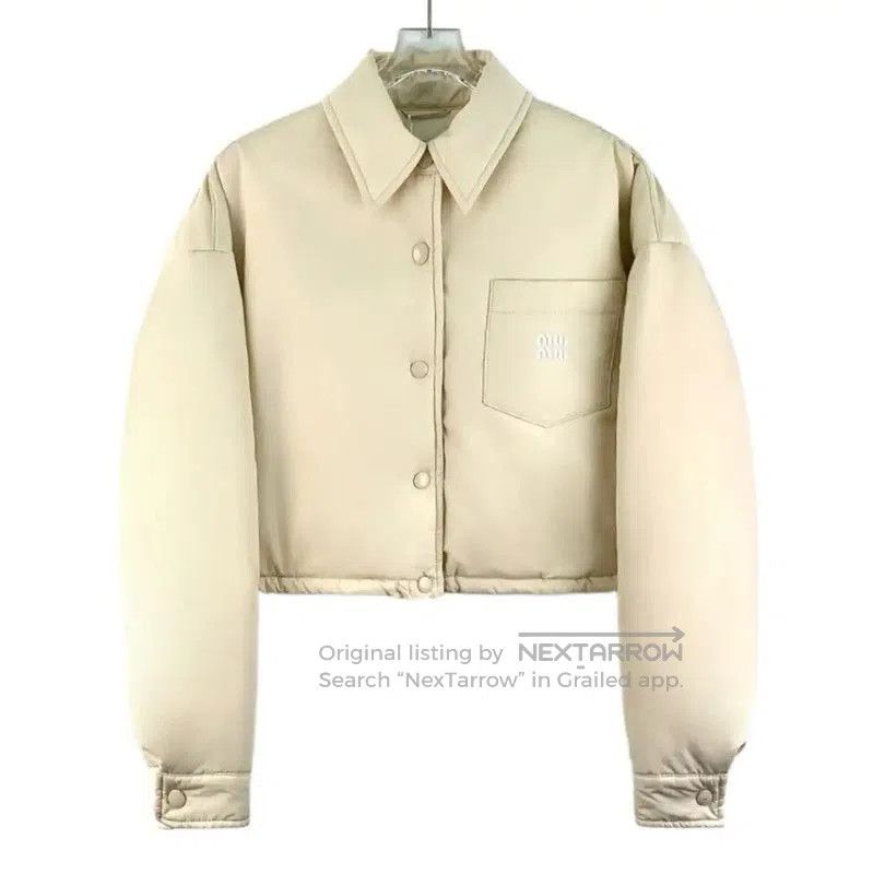 Miu Miu Miu Miu Beige Polyester Cropped Jacket . Size S / US 4 / IT 40 - 1 Thumbnail