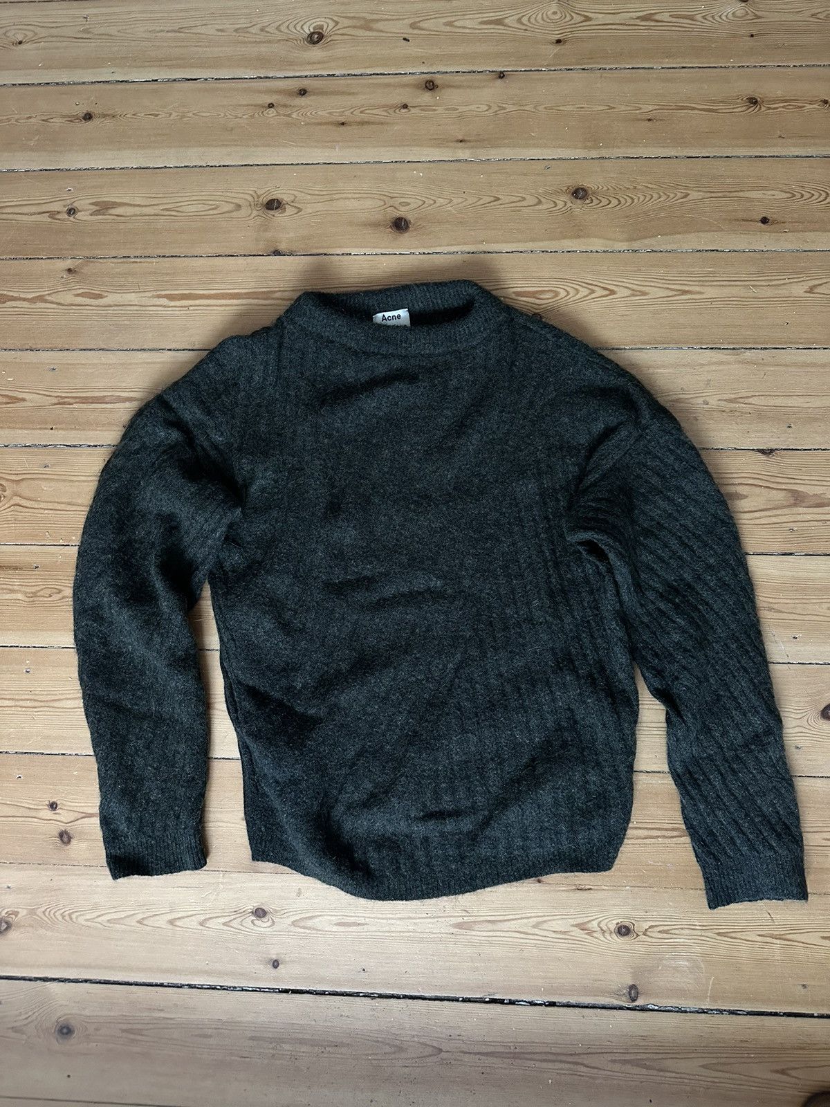 image of Acne Studios Beautiful Acne Virdis Mohair Paw15 Sweater, S-M in Gray Green, Men's (Size Small)