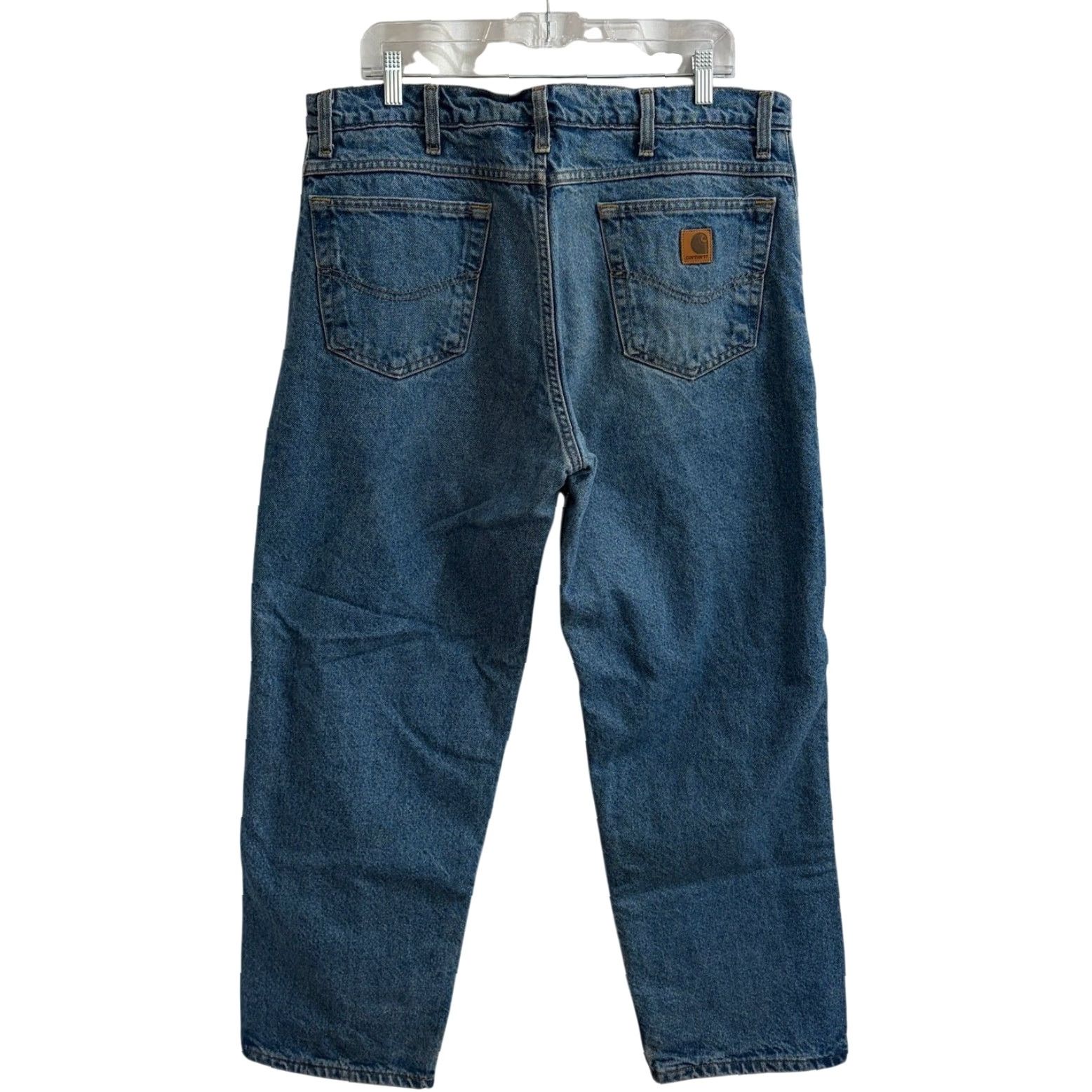 Carhartt VINTAGE Carhartt Jeans Denim Straight Mens 37x29 5-Pocket Zip Fly Flannel Lined Blue Size US 37 - 2 Thumbnail