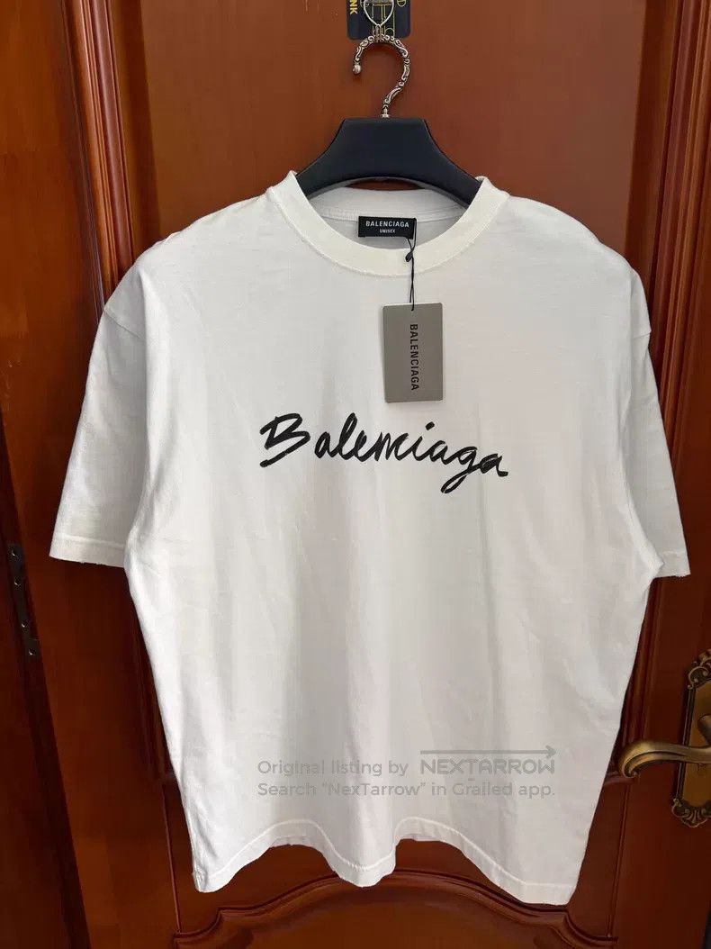 Balenciaga Balenciaga Grass Handwriting Letter Short Sleeve T-Shirt Size US S / EU 44-46 / 1 - 1 Thumbnail