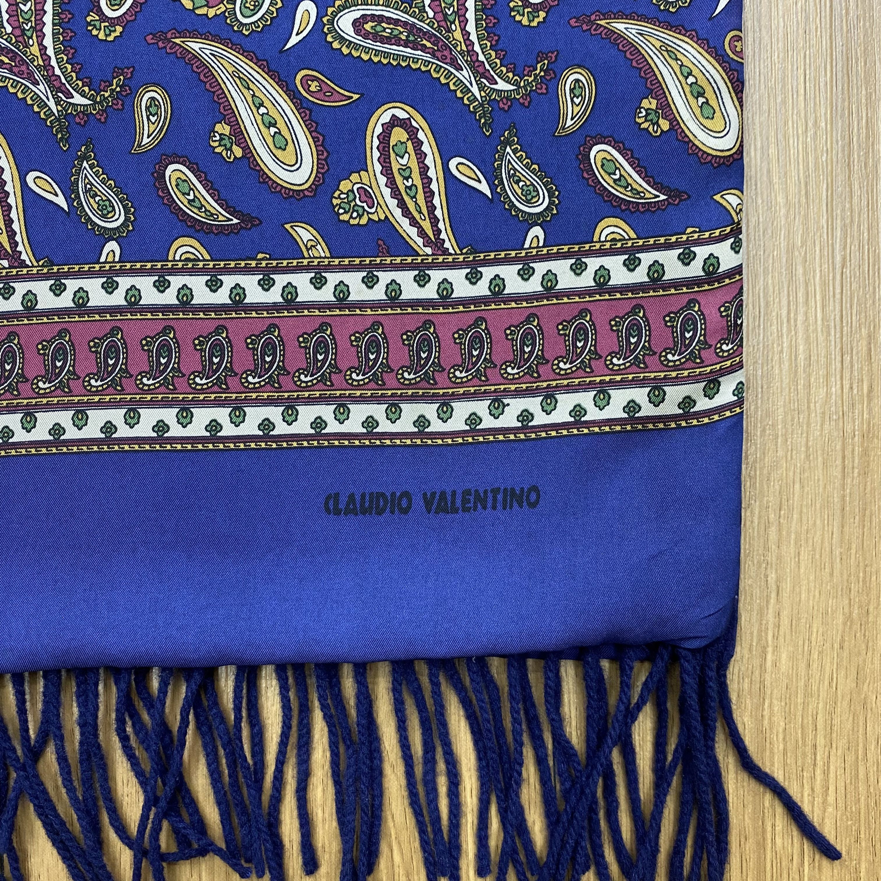 Designer × Vintage Vintage 90s Claudio Valentino Silk Wool Scarf Muffler SSC355 Size ONE SIZE - 4 Thumbnail