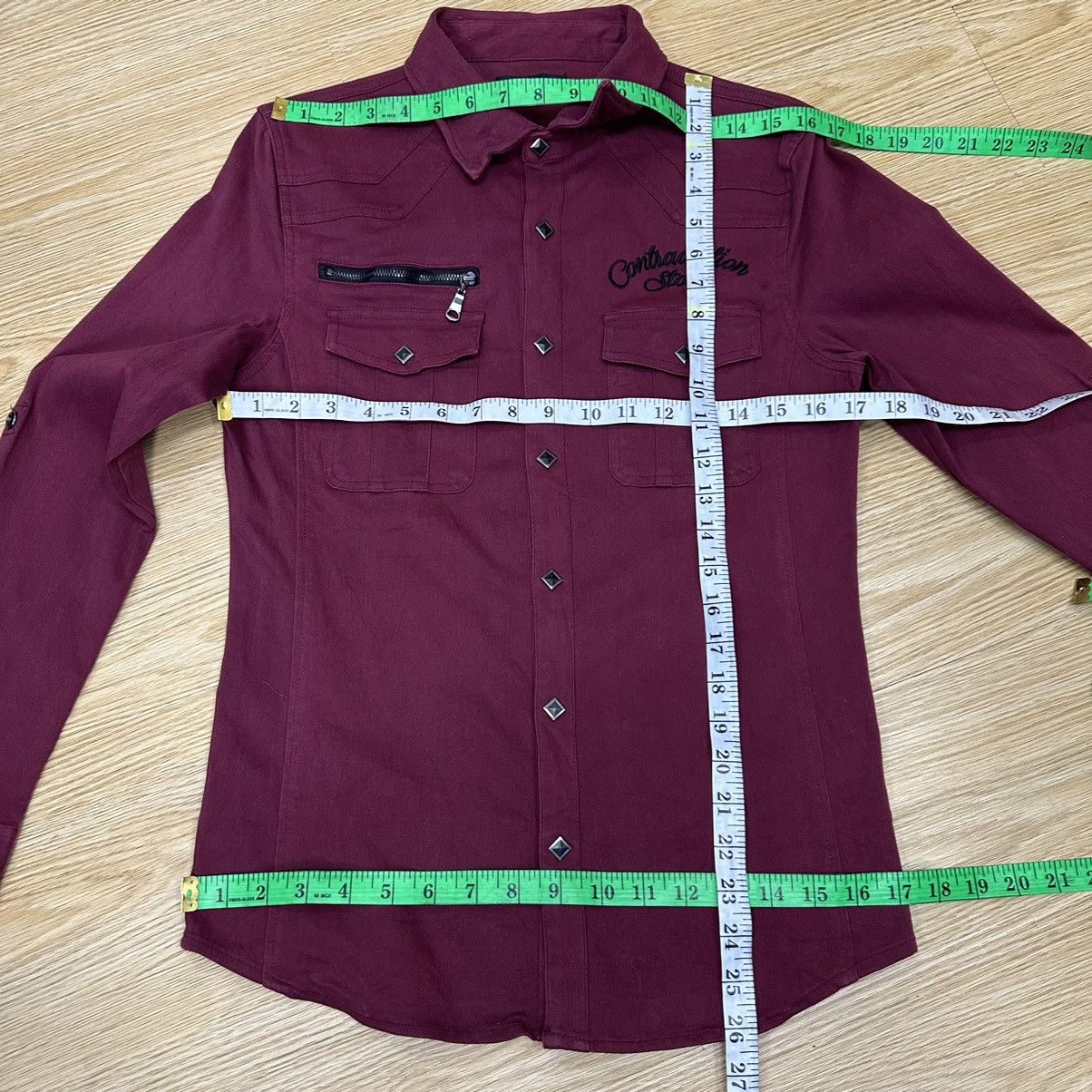 semanticdesign Semantic Design Punk Maroon Denim Shirt A800 Size US S / EU 44-46 / 1 - 12 Thumbnail