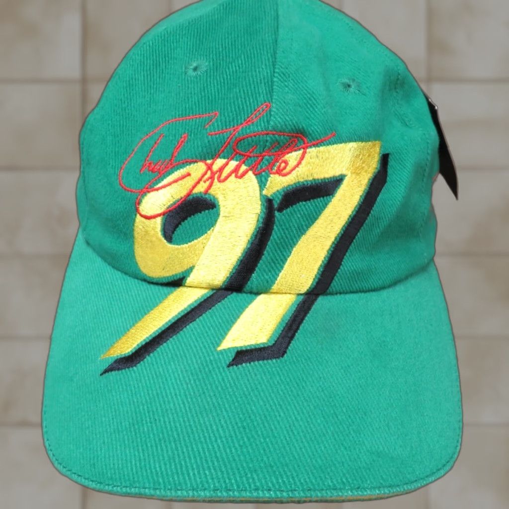 John Deere VINTAGE HaT Trucker Hat Cap JD 97 Chad Little Green John Deere Advertising 1980s Adjustable Snapback Mens Women Size ONE SIZE - 1 Thumbnail