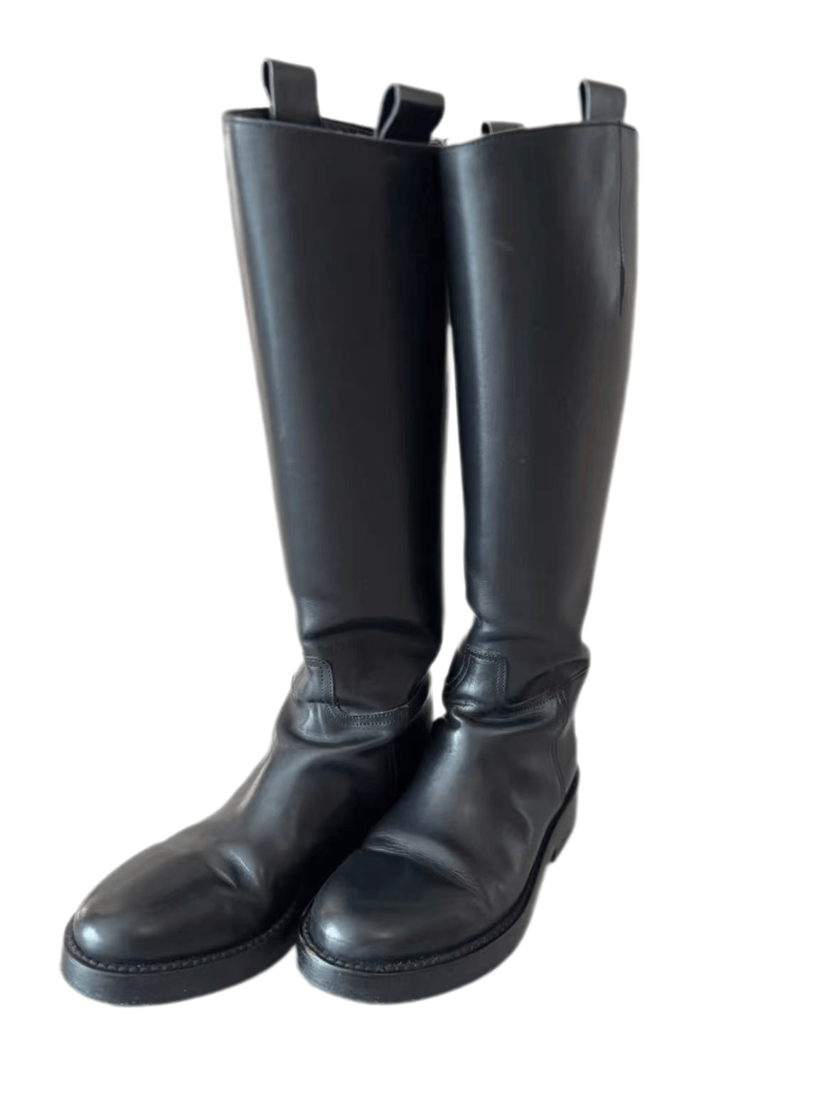 Ann Demeulemeester Ann Demeulemeester Black Leather Riding Boot 37 knee-high Size US 7 / IT 37 - 1 Thumbnail