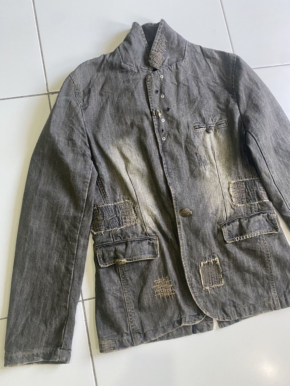 In The Attic Vintage In the attic indigo patwork Tartan black Jacket Size L / US 10 / IT 46 - 3 Thumbnail