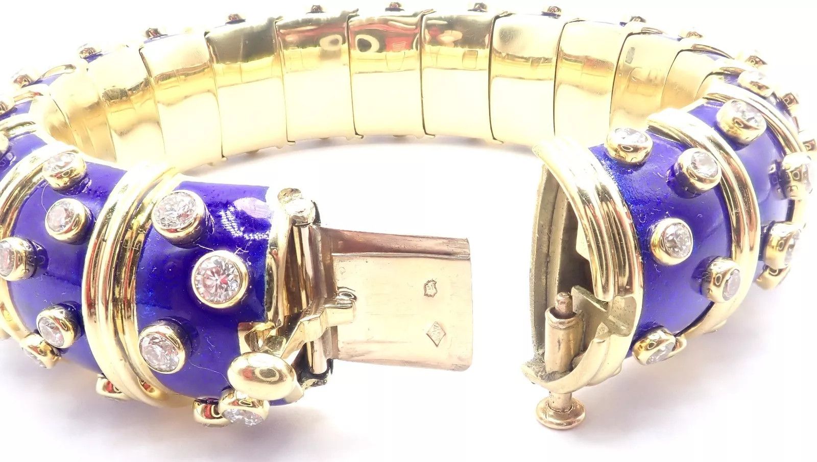 Tiffany & Co. Schlumberger Dots 18k gold Diamond Enamel Bangle Bracelet Size ONE SIZE - 8 Thumbnail