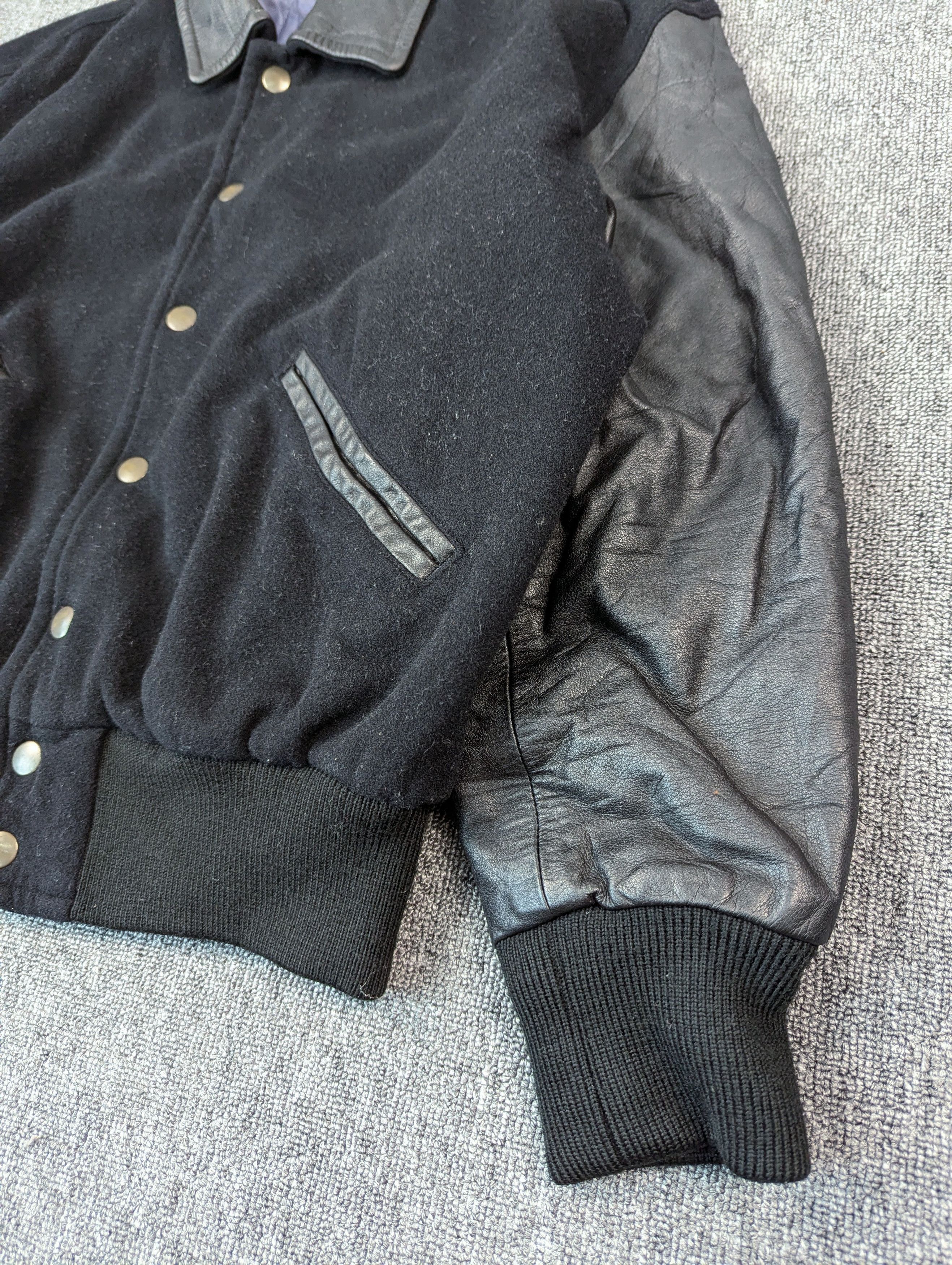 Japanese Brand Vintage Jun Men Sleeve Leather Wool Varsity Jacket Size US M / EU 48-50 / 2 - 4 Thumbnail