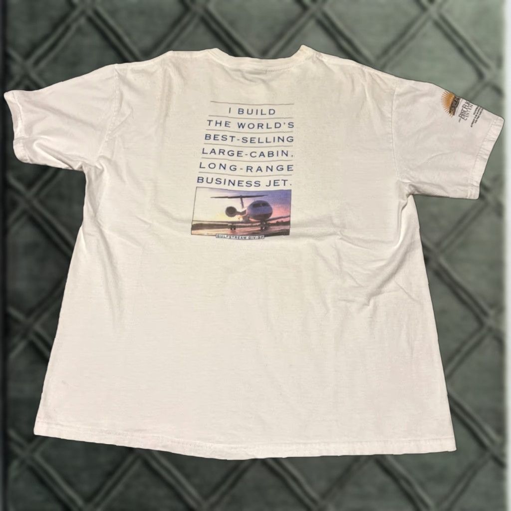 VINTAGE 2003 AirStream Private Jet Airplane Luxury Aircraft Large T-Shirt Aircraft Men L White 90s Mens