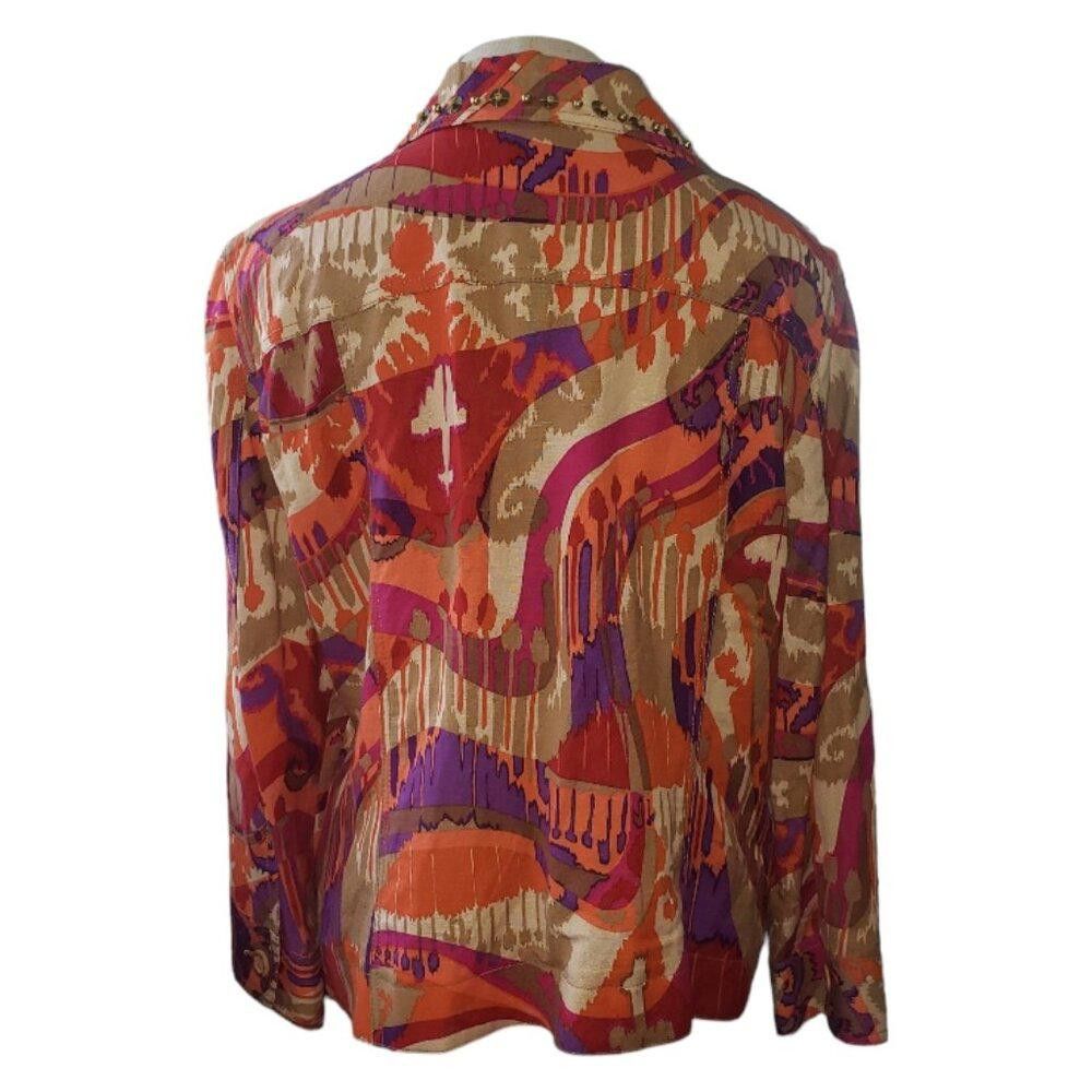 Designer CT1632 Ruby Rd. Orange Multi Denim Look Jacket 14 Size XL / US 12-14 / IT 48-50 - 5 Thumbnail