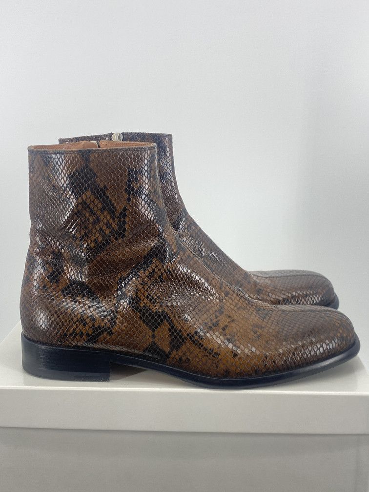 Pre-owned Snake Skin Zip Boots In Snakeskin