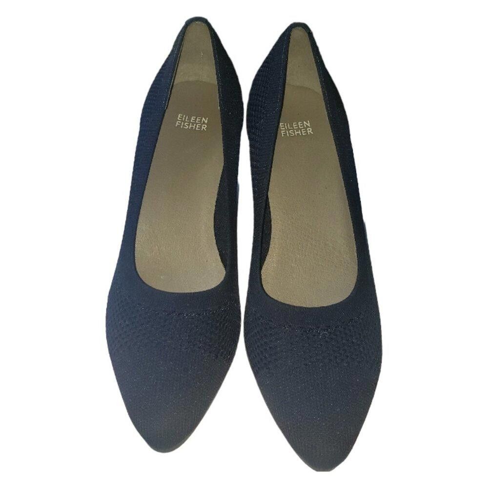 Eileen Fisher SH124 Eileen Fisher Navy Blue Mesh Pumps Size 10 Size US 10 / IT 40 - 1 Thumbnail
