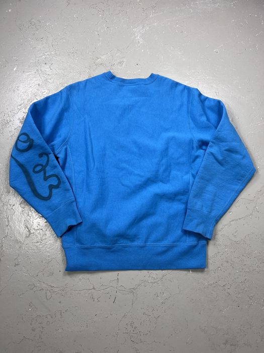 Supreme Supreme Box Logo Crewneck Blue Signed by Asspizza 2023