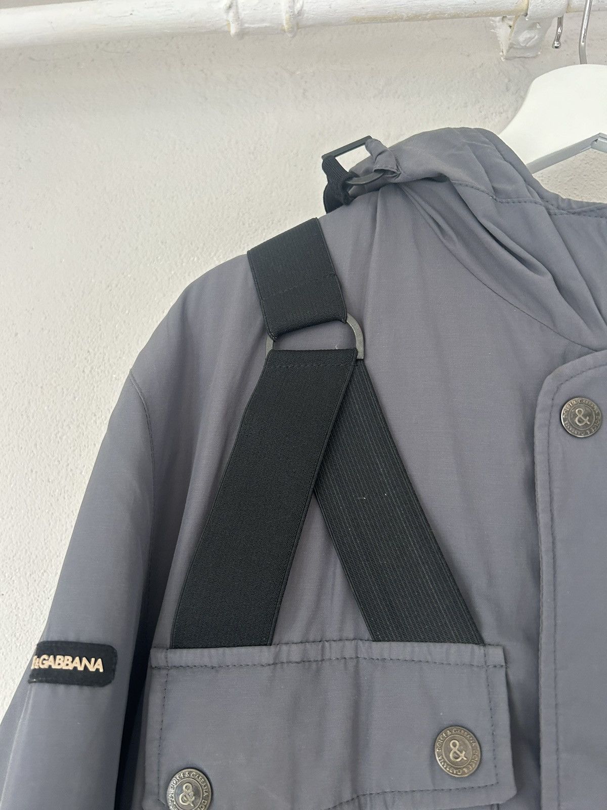 Dolce & Gabbana Grey Bondage Puffer Coat with Strap Detailing Size US M / EU 48-50 / 2 - 5 Thumbnail
