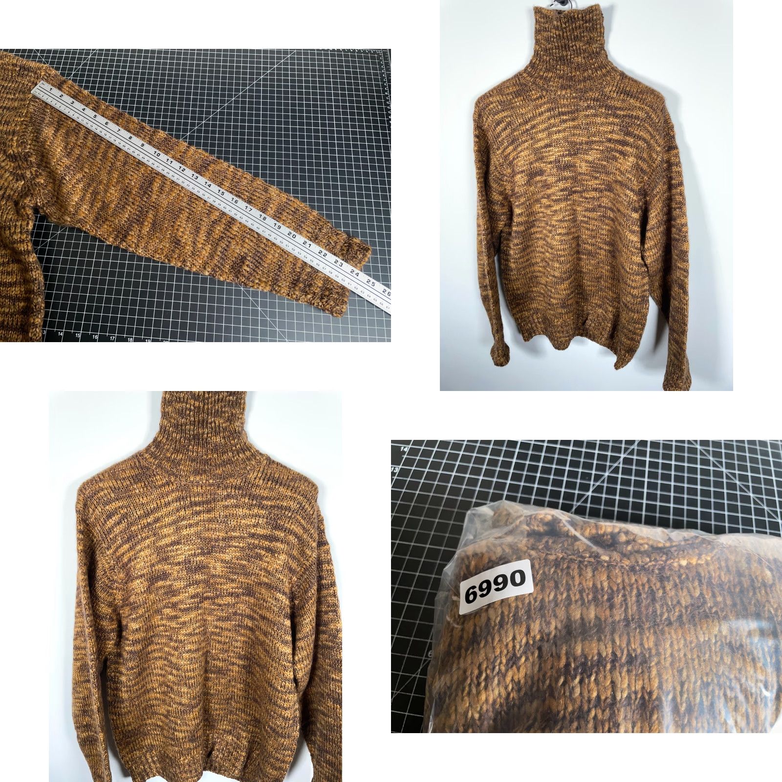 Vintage VINTAGE Guy Risoldi Sweater Men's Large Brown Mohair Blend Turtleneck Chunky Knit Preppy 90s Mens Size US L / EU 52-54 / 3 - 8 Thumbnail
