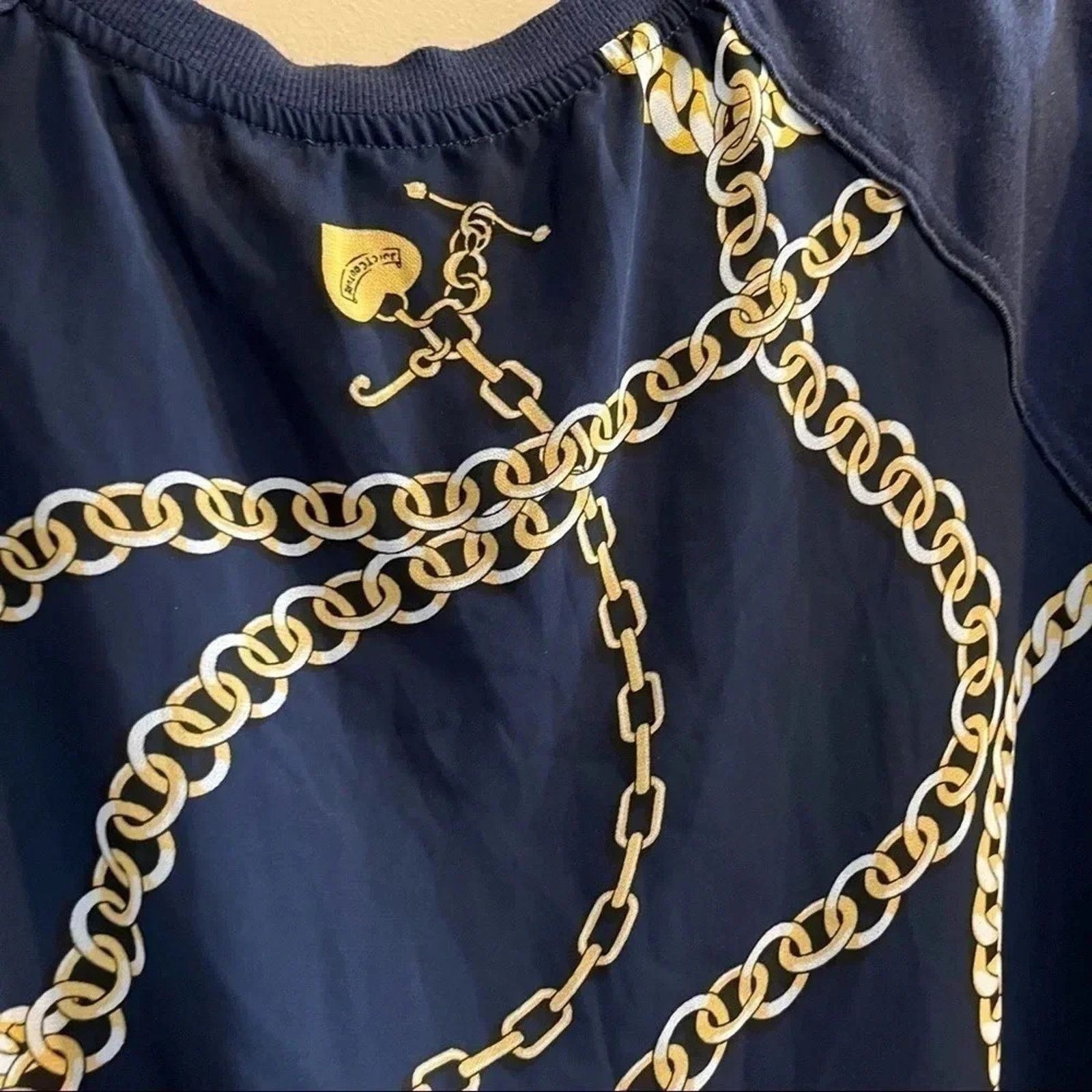 Juicy Couture Juicy Couture Navy Sheer Back Chains Long Sleeve Sweatshirt Size M / US 6-8 / IT 42-44 - 6 Thumbnail