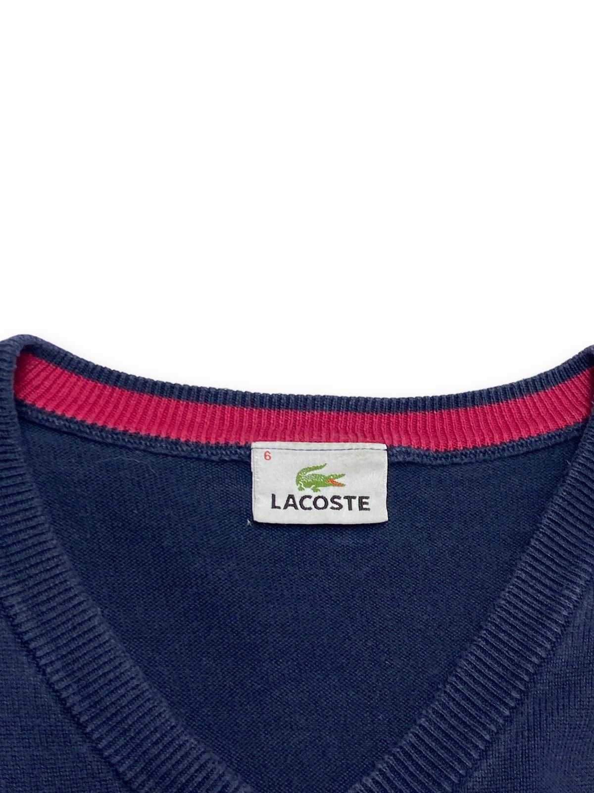 Lacoste Vintage LACOSTE Navy V Neck Longsleeve Shirt Size US L / EU 52-54 / 3 - 3 Thumbnail