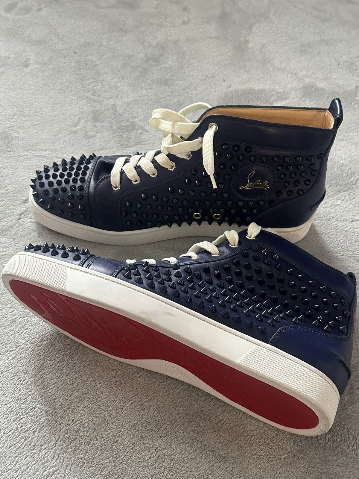 Christian Louboutin Christian Louboutin Navy Blue Spike Sneakers Size US 11.5 / EU 44-45 - 2 Thumbnail