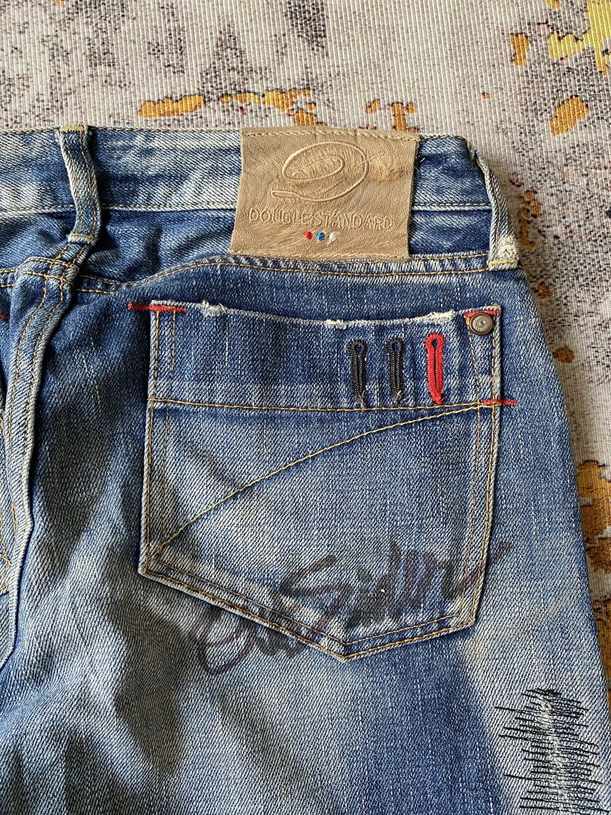 Japanese Brand Double Standard Clothing Japan Distressed Honeycomb Selvedge Size US 30 / EU 46 - 16 Thumbnail