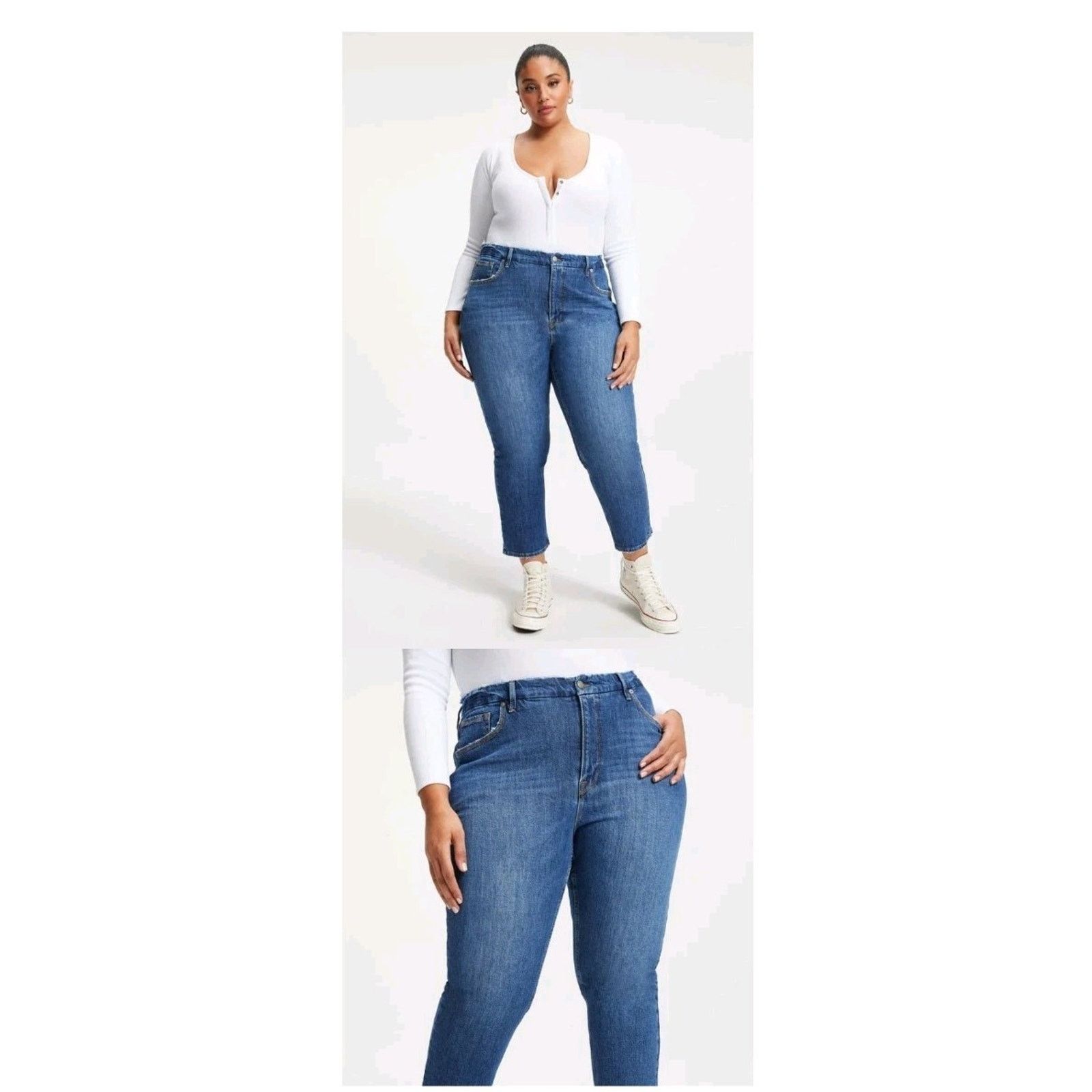 Good American Good American Indigo295 Good Icon Straight Jeans US 18 Plus Size 40" / US 18 - 1 Thumbnail