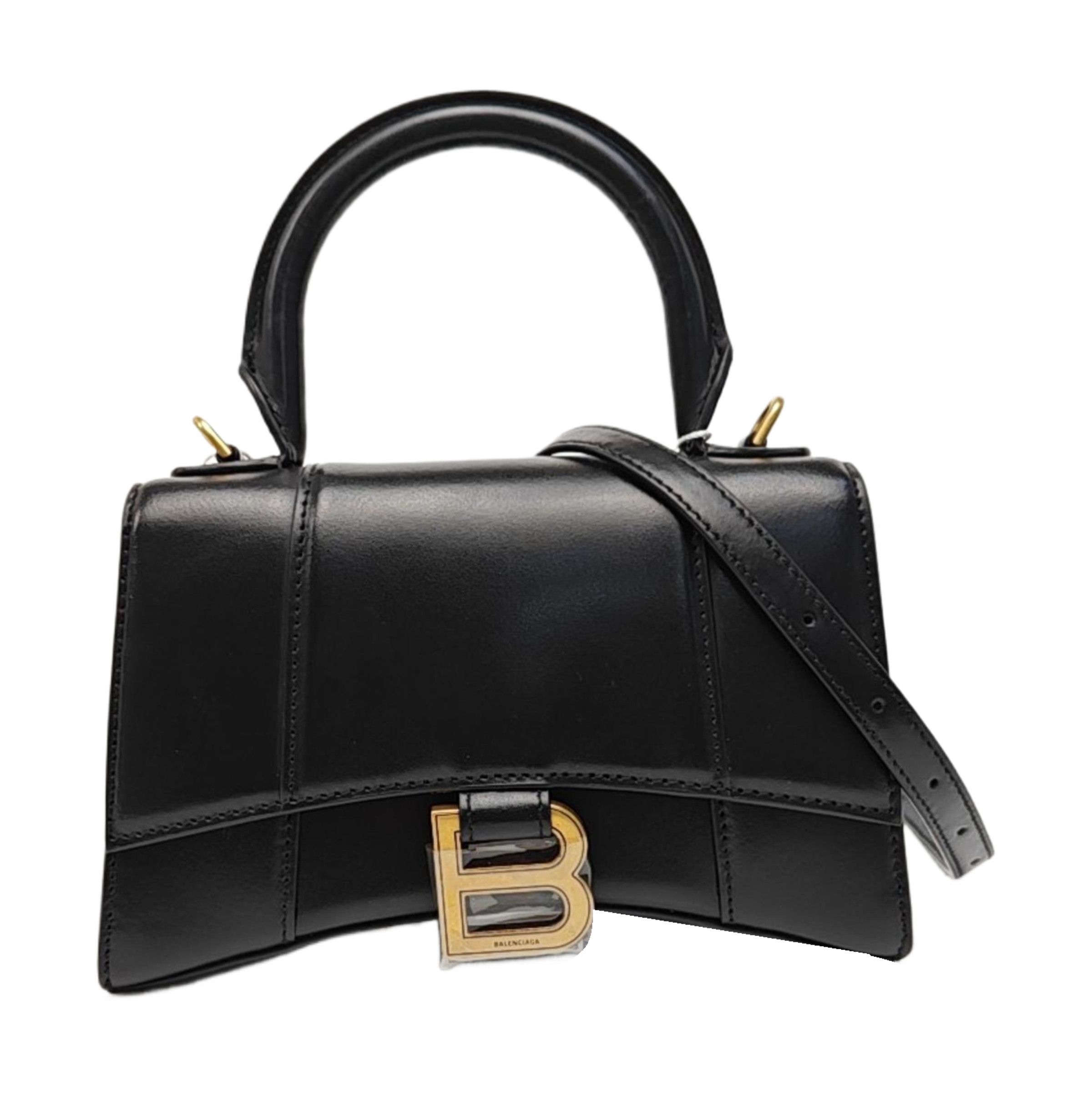 Balenciaga Hourglass Small Leather Bag Black, Women's