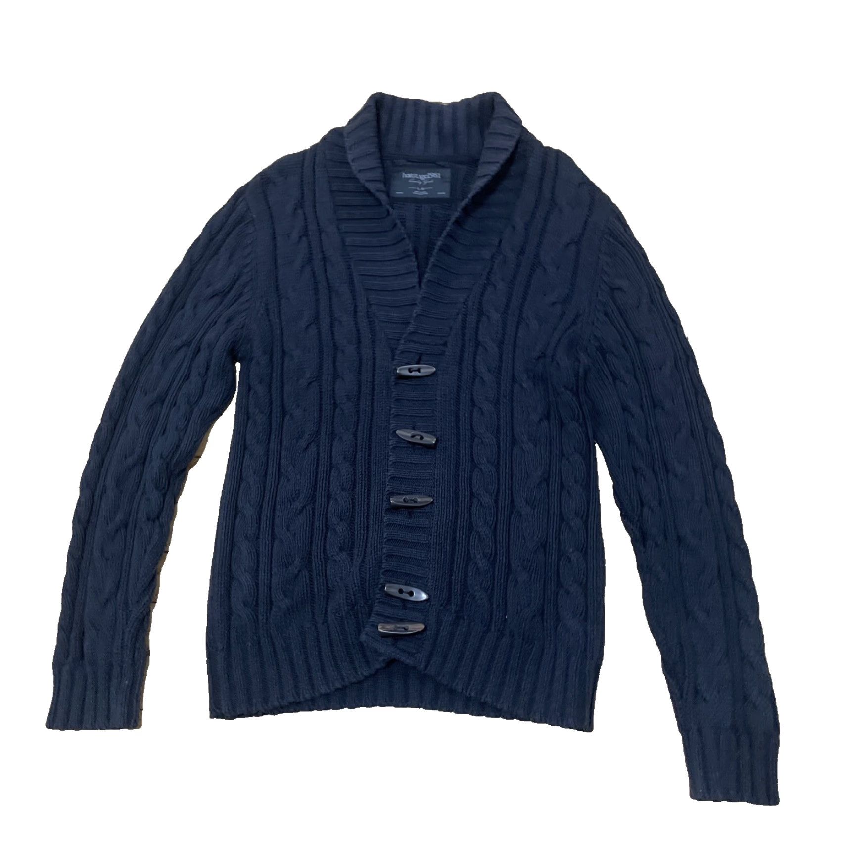 Vintage Heritage 1981 Toggle Cardigan Sweater Adult L Slim Dark Cable Knit Shawl Collar Size L / US 10 / IT 46 - 2 Thumbnail
