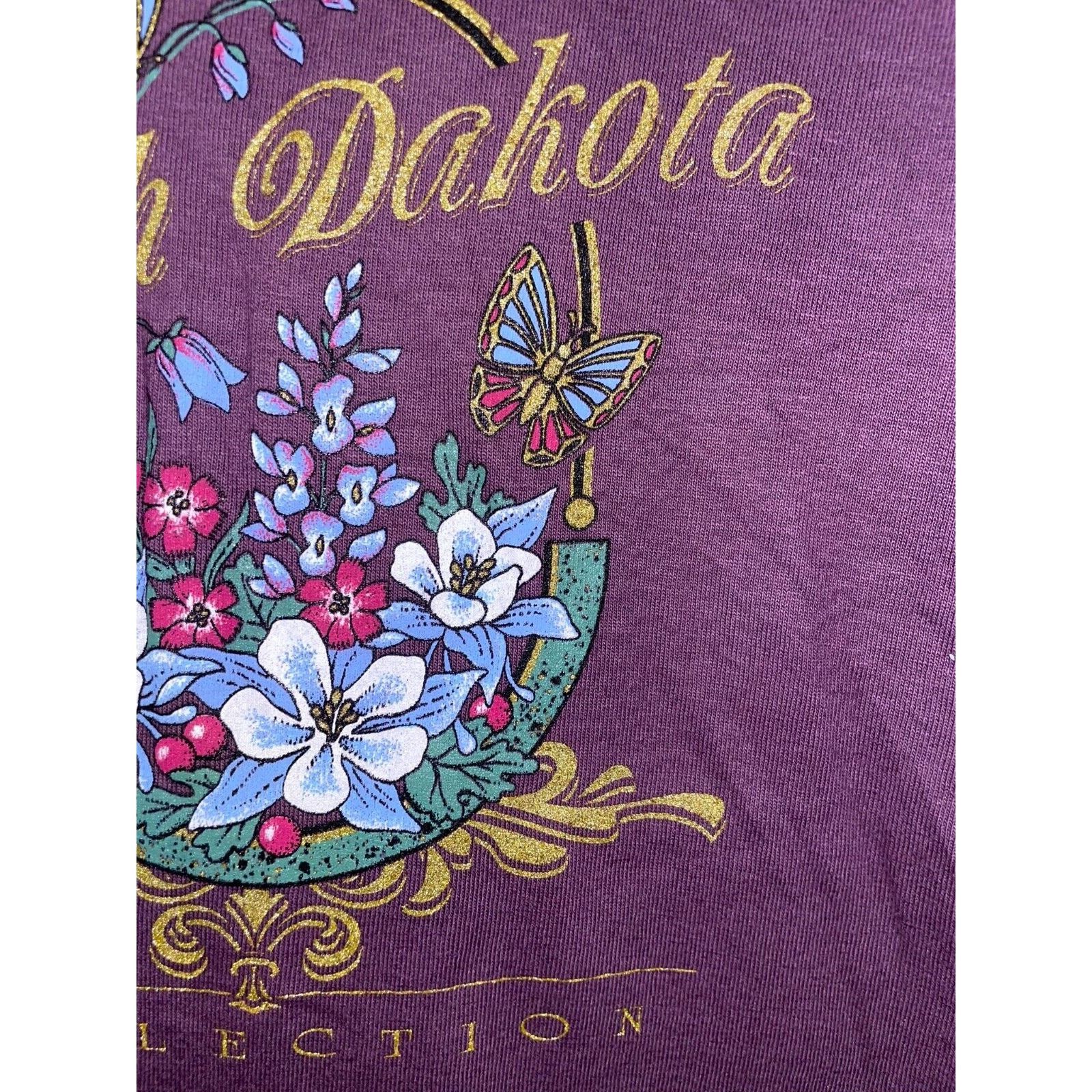 Anvil Vintage North Dakota Shirt Wildflowers Flower Purple 90s VTG Size US L / EU 52-54 / 3 - 4 Thumbnail