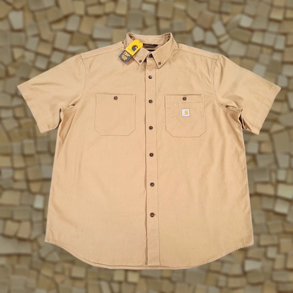 Carhartt Carhartt Shirt XL Brown Midweight Canvas Rugged Flex Relaxed Fit Workwear Mens Size US XL / EU 56 / 4 - 1 Thumbnail