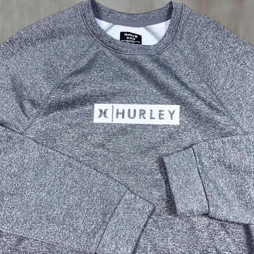 Hurley Hurley Sweatshirt Men Medium Heather Gray Crewneck Pullover Logo Graphic Print Pocket Hooded Full Zip Mens Size US M / EU 48-50 / 2 - 1 Thumbnail