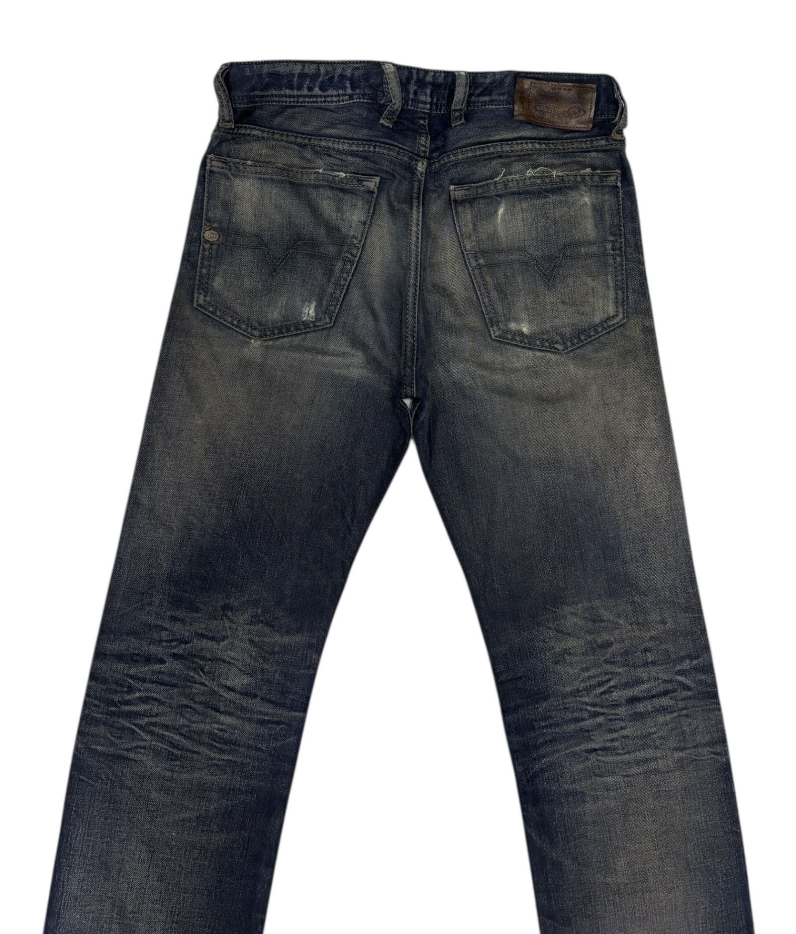 Diesel × Le Grande Bleu (L.G.B.) Vintage Diesel Waxed Distress Denim Jeans Regular Straight Size US 29 - 6 Thumbnail