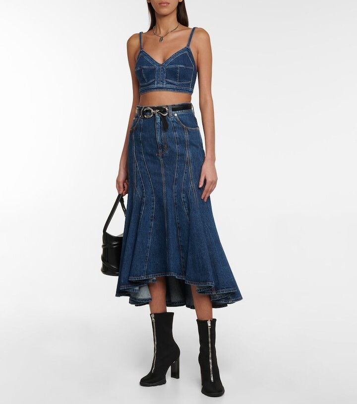 Alexander McQueen o1y0325 Bustier Top in Blue Size M / US 6-8 / IT 42-44 - 4 Thumbnail